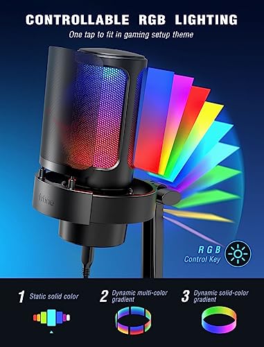Detalle 2 de FIFINE USB Gaming Micrófono para streaming con RGB