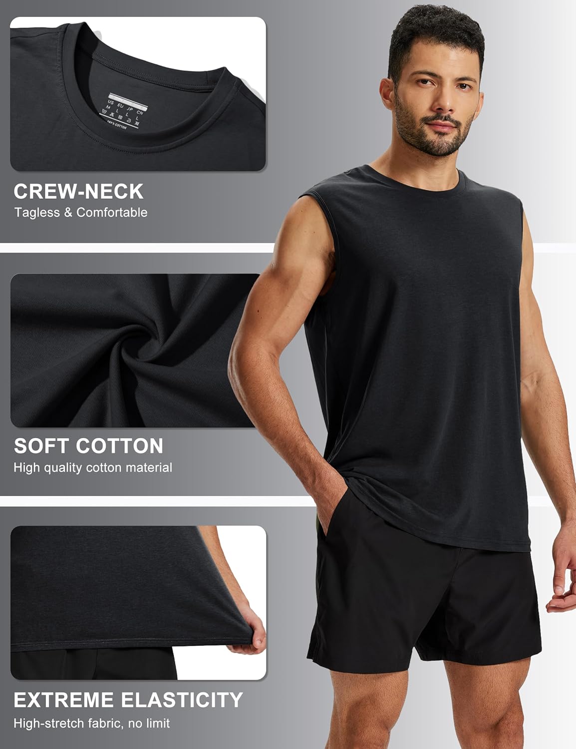 Thumbnail 4 de TACVASEN Men's Vests UPF 50+ Cotton Workout Tank Top