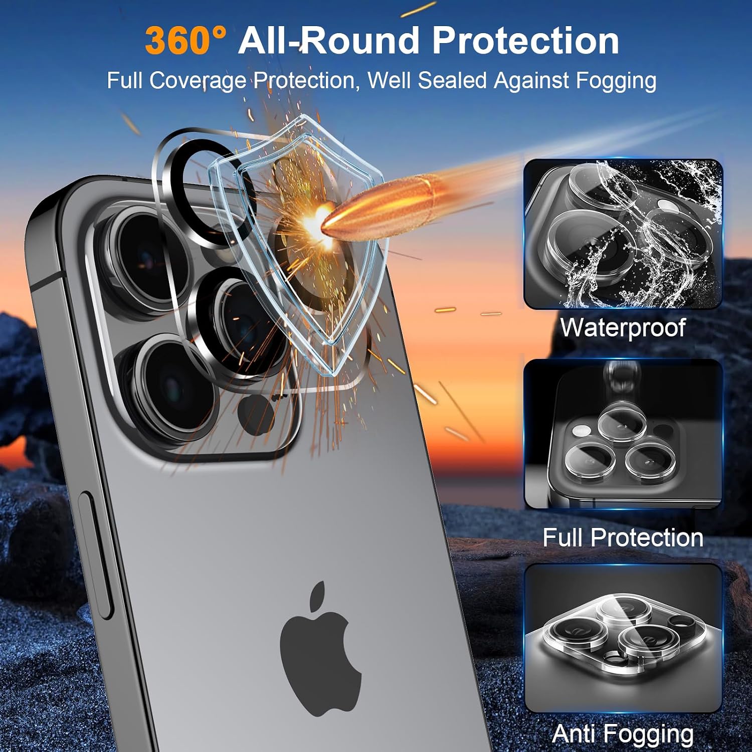 Detalle de SIBEITU iPhone 16 Pro 3+3 Pack Tempered Glass Screen and Camera Protectors