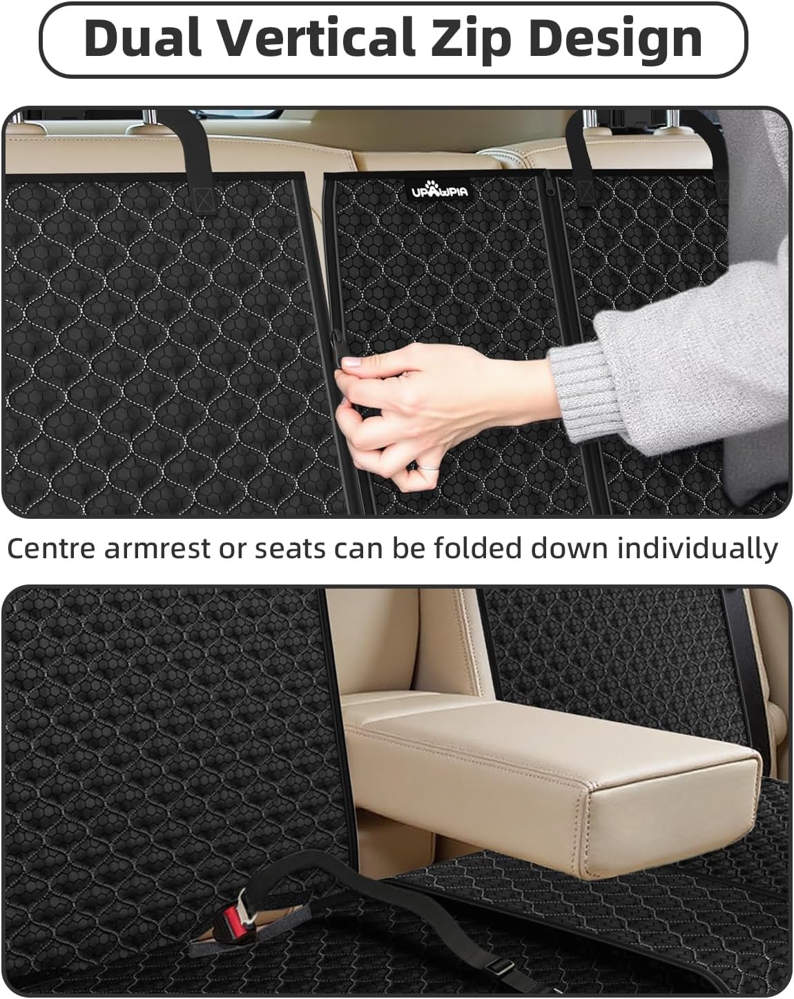 Detalle 2 de UPAWPIA Dog Car Seat Cover: Waterproof & Non-slip Back Seat Protector for Most Cars