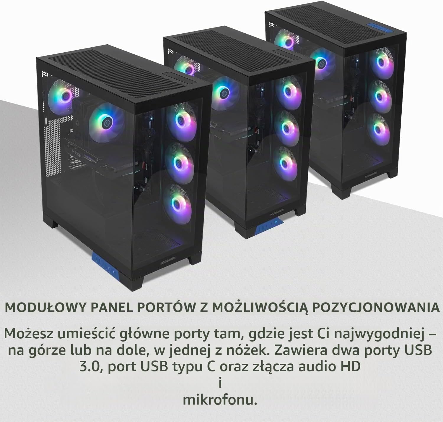 Thumbnail 4 de NOX XTREME PRODUCTS NXHUMMERGLOCKBK – obudowa ATX z panoramicznym szkłem i 4 wentylatorami ARGB
