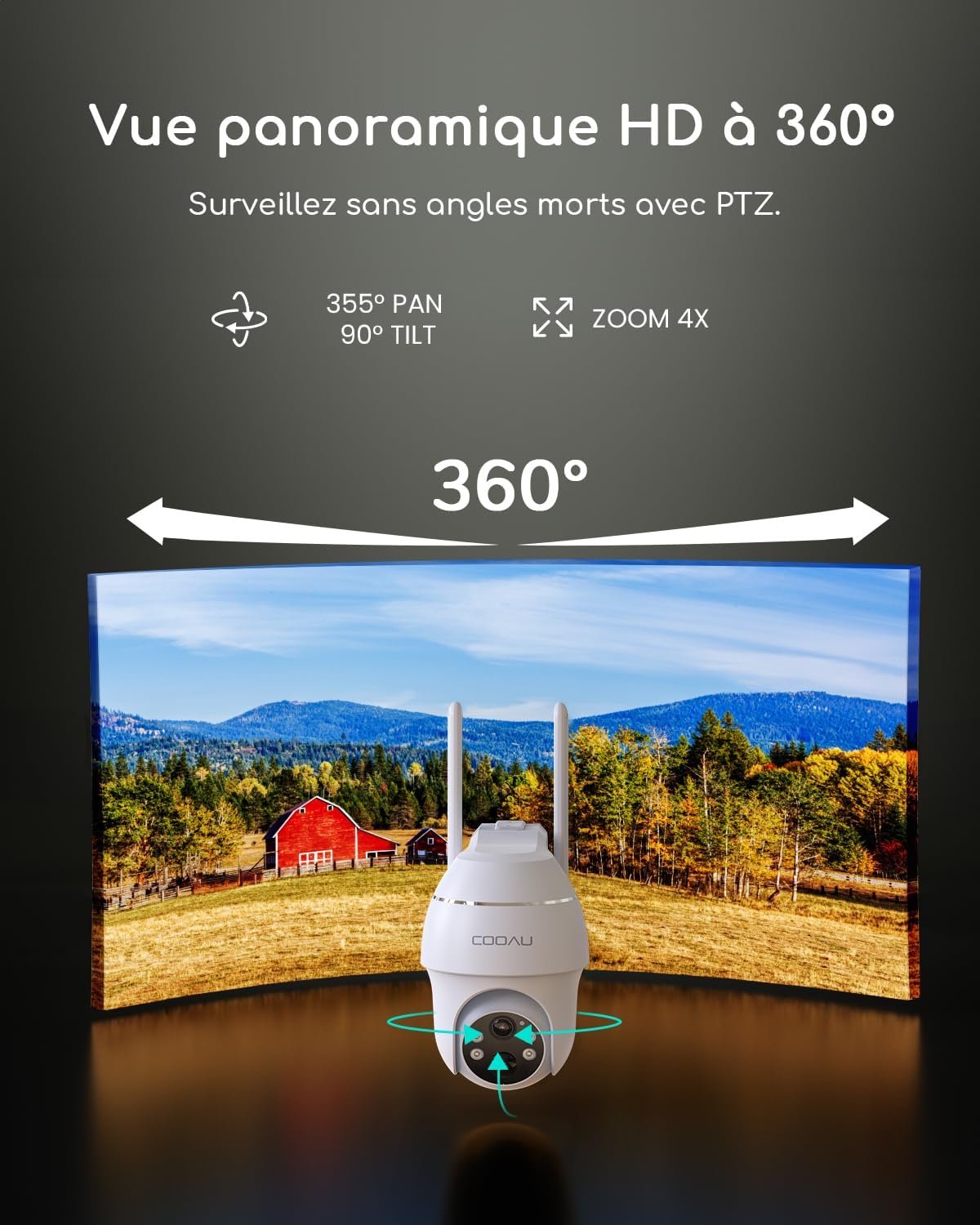 Thumbnail 4 de COOAU 4G LTE Caméra solaire 3MP 360°