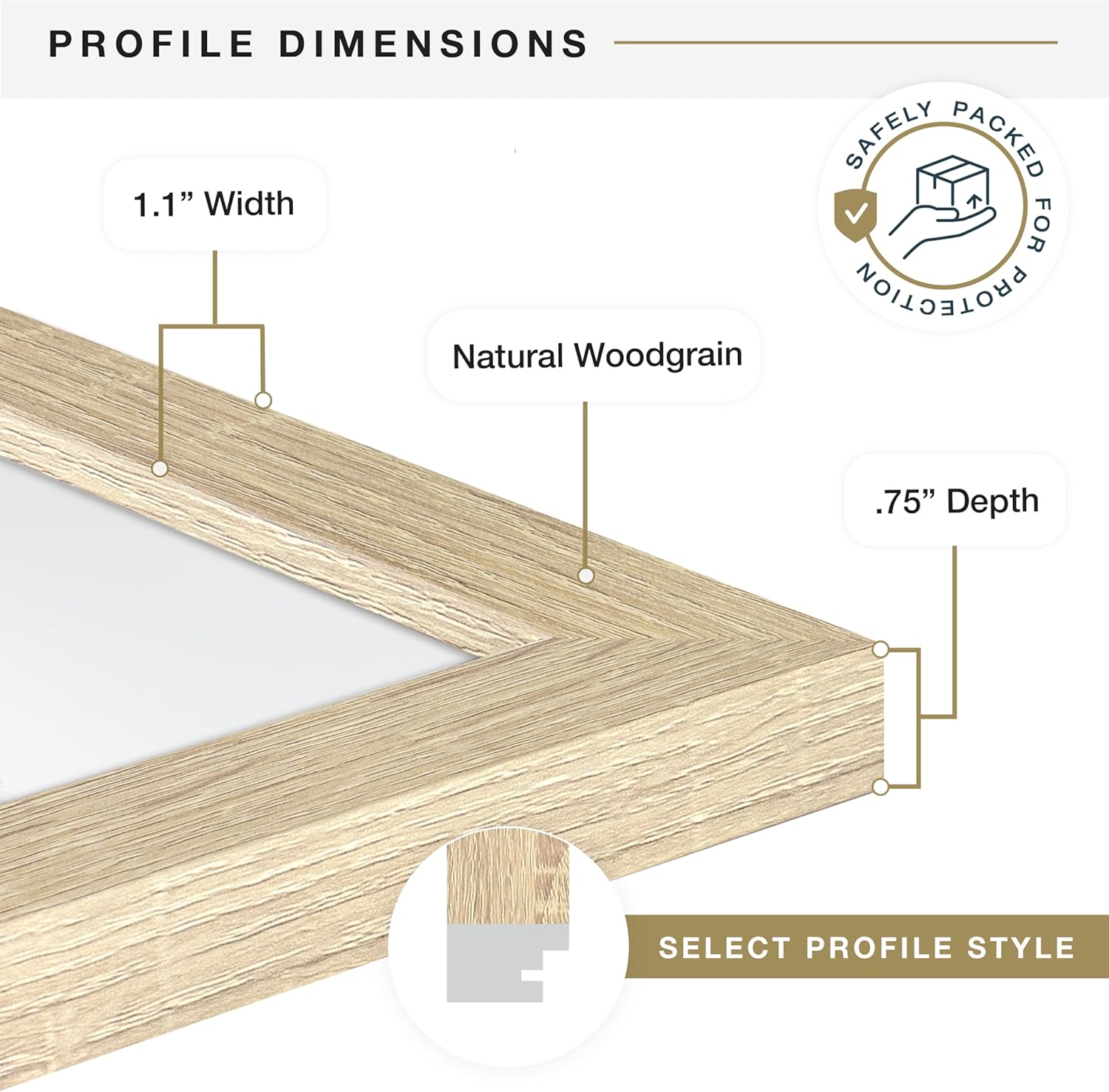 Detalle de MCS Cadre Poster Studio Gallery 45,7 x 61 cm – Cadre bois naturel MDF, fixation murale horizontale ou verticale