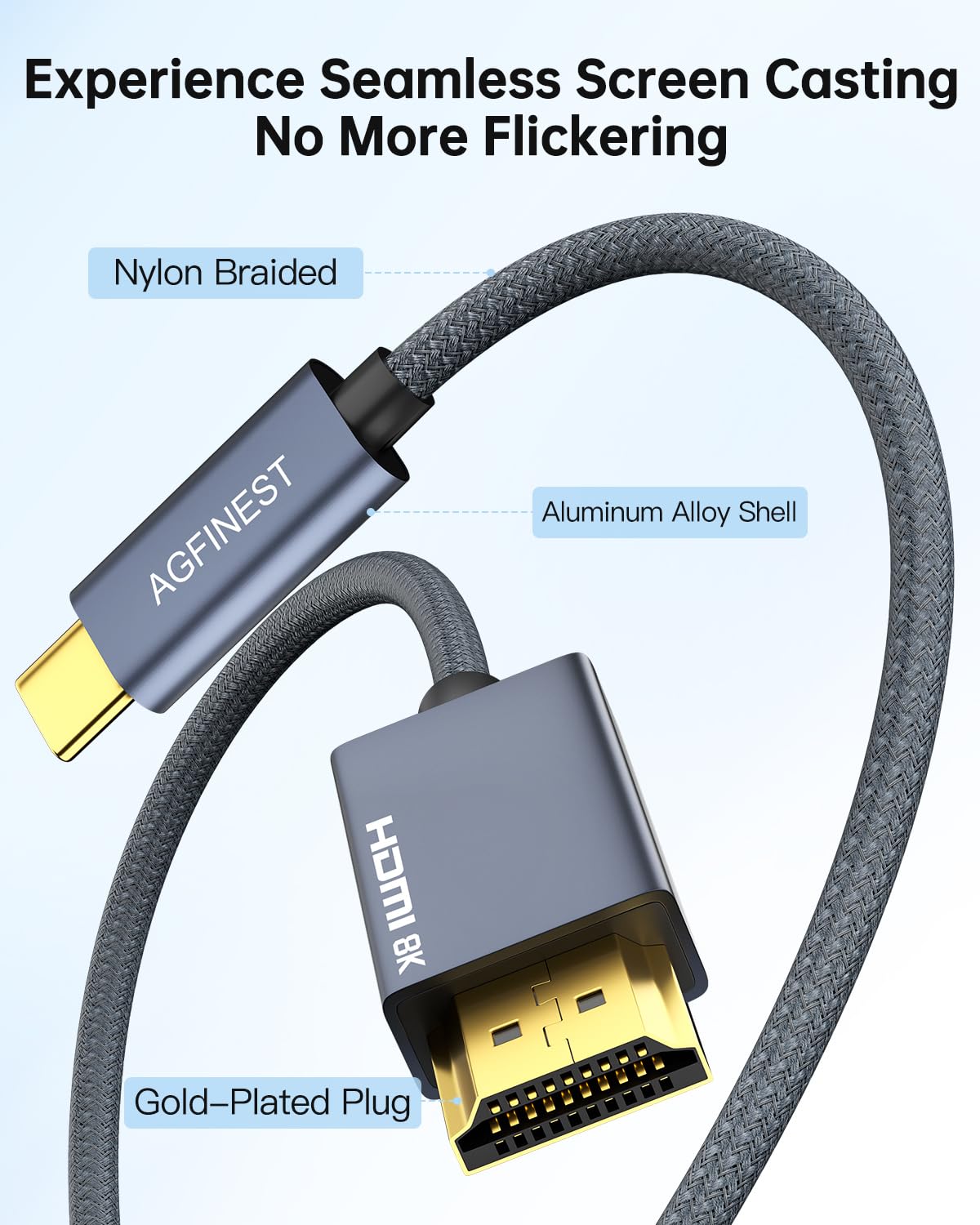 Thumbnail 4 de AGFINEST USB C to HDMI 2.1 Cable 8K@60Hz / 4K@144Hz – 2m