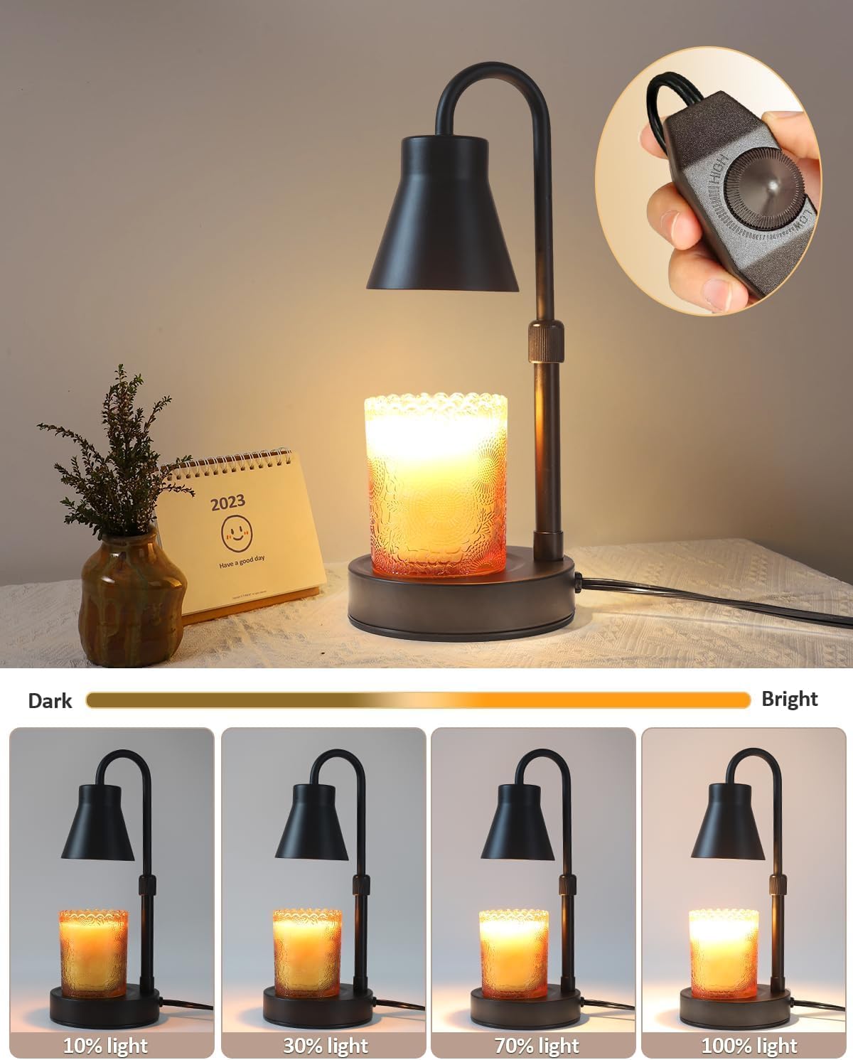 Detalle de Elenhome 2 Pack Candle Warmer Lamp with Adjustable Height 🕯