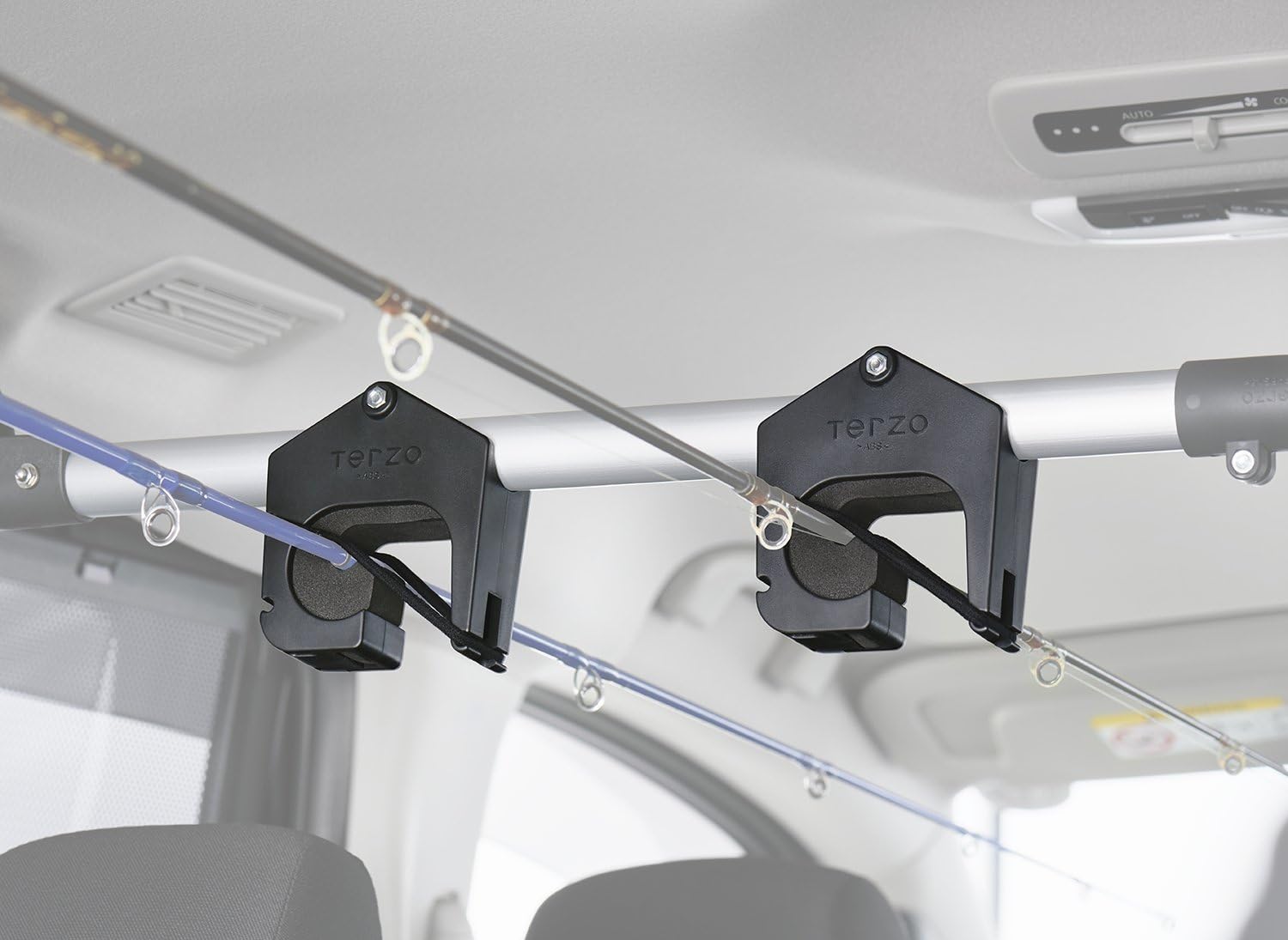 Detalle de Terzo EA600RG 車室内キャリア用ロッドホルダー J型・2本積み ブラック