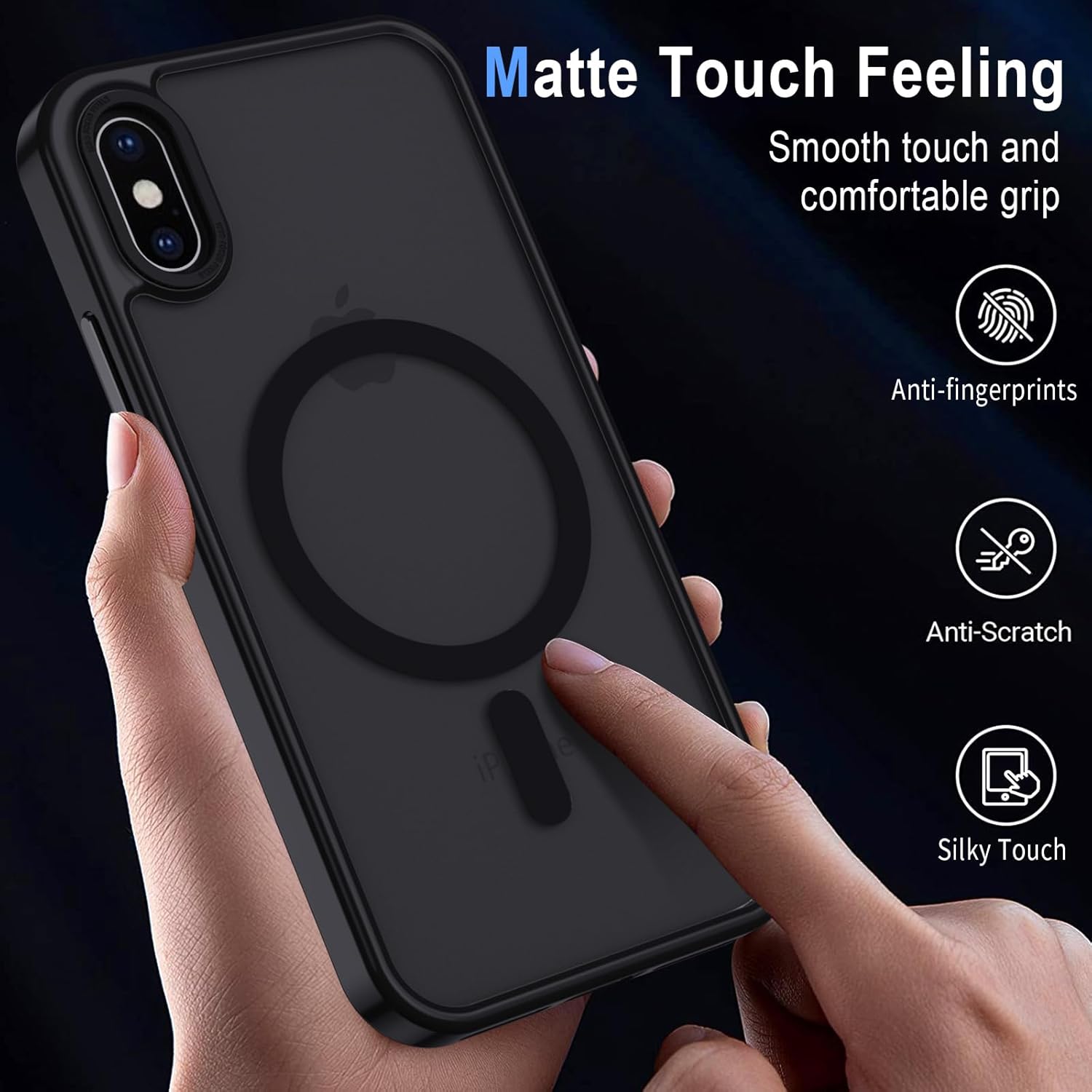 Thumbnail 4 de XTCASE Coque magnétique pour iPhone X/XS avec MagSafe et protection anti-chocs (noir, translucide mat)