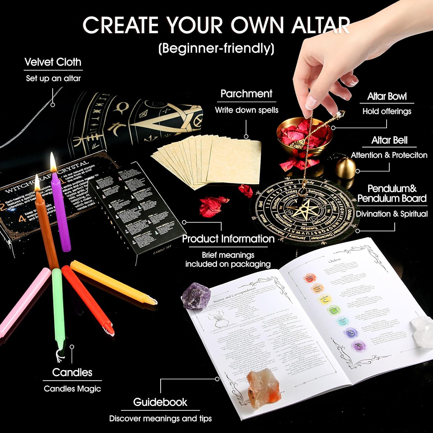 Detalle de Nutgun Large Witchcraft Supplies Kit 60 PCS – Wiccan Tools for Beginners