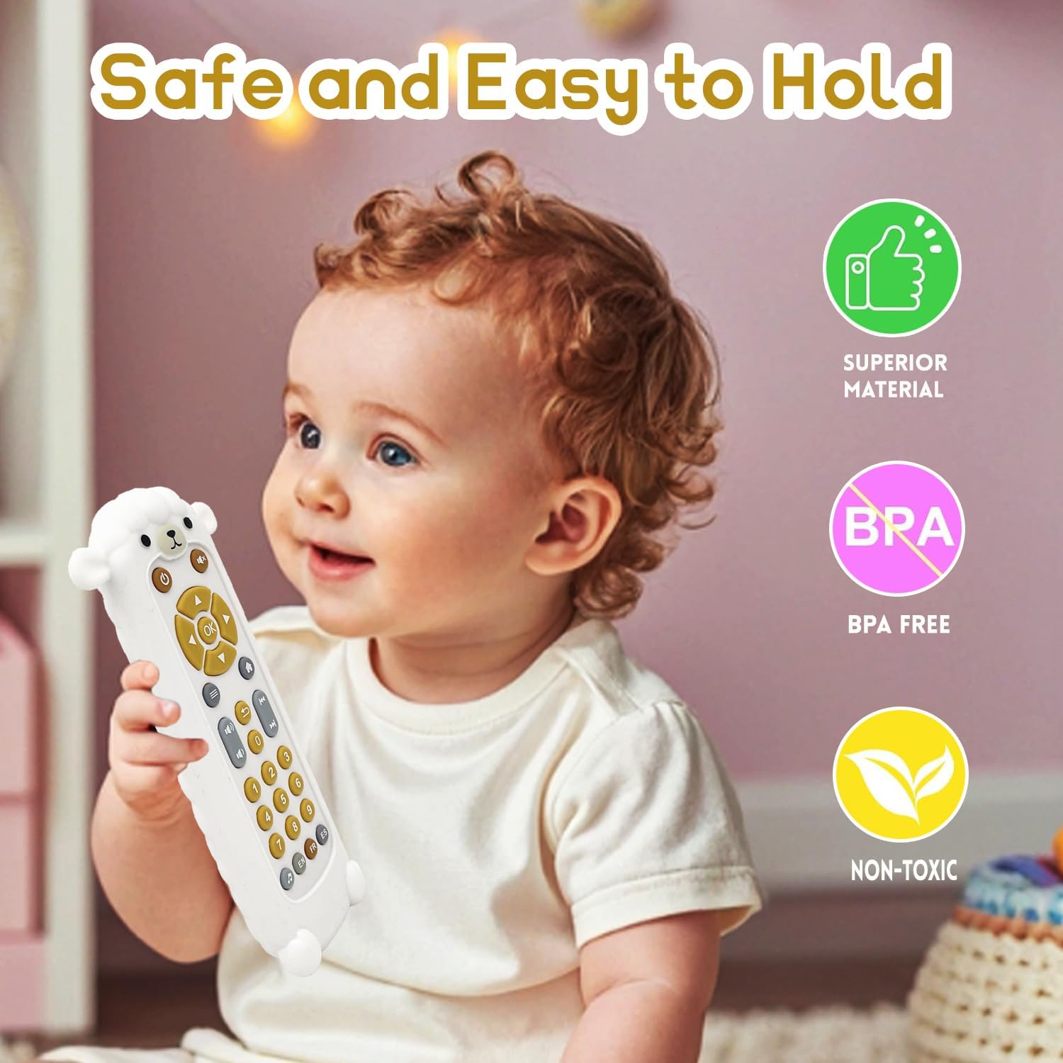 Thumbnail 3 de Realistic Baby Remote: Multilingual Educational Toy for Early Sensory Development (Sheep Teether)