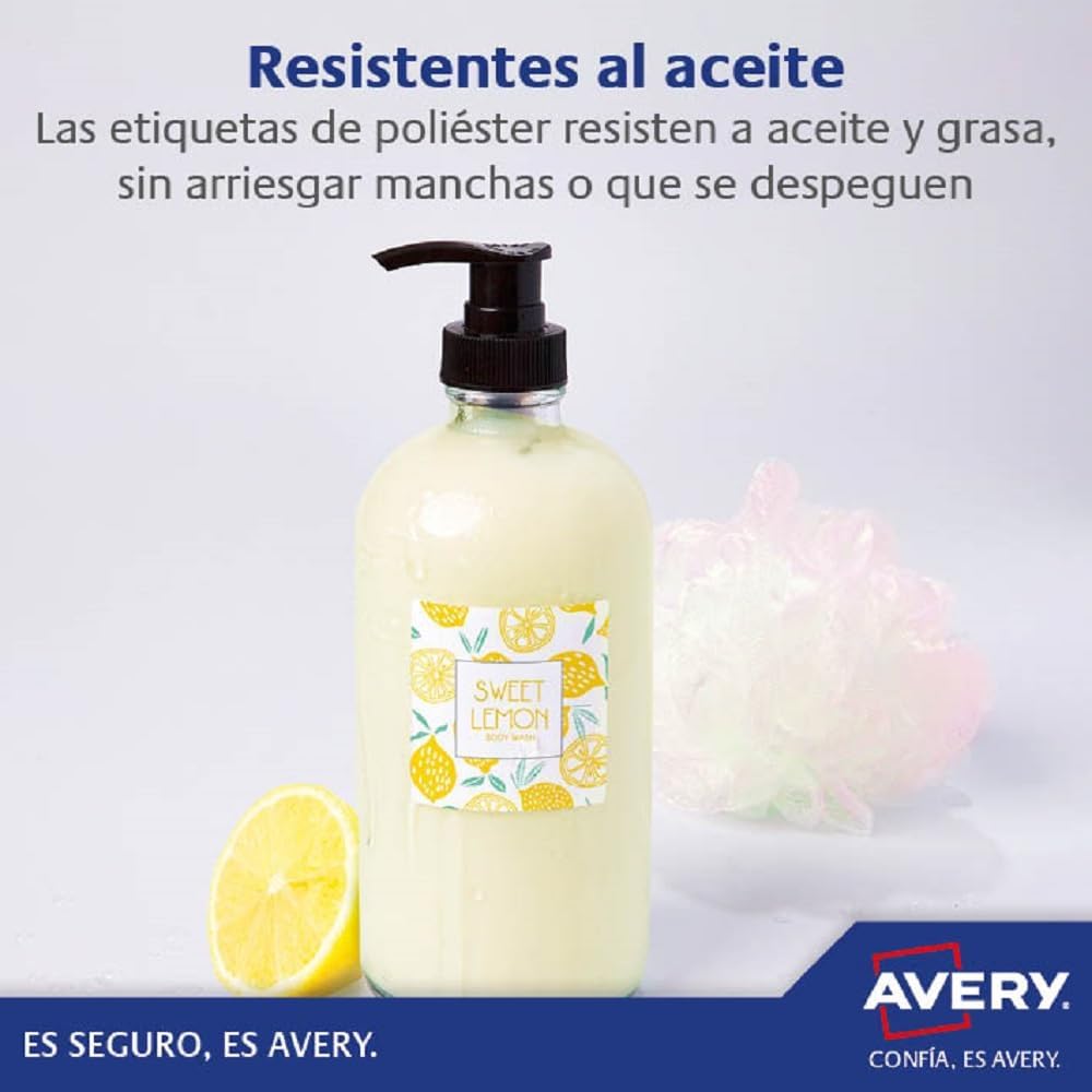 Detalle 1 de Avery 421368 polyesteretiketten 63,5 x 33,9 mm, 480 stuks voor laserprinters