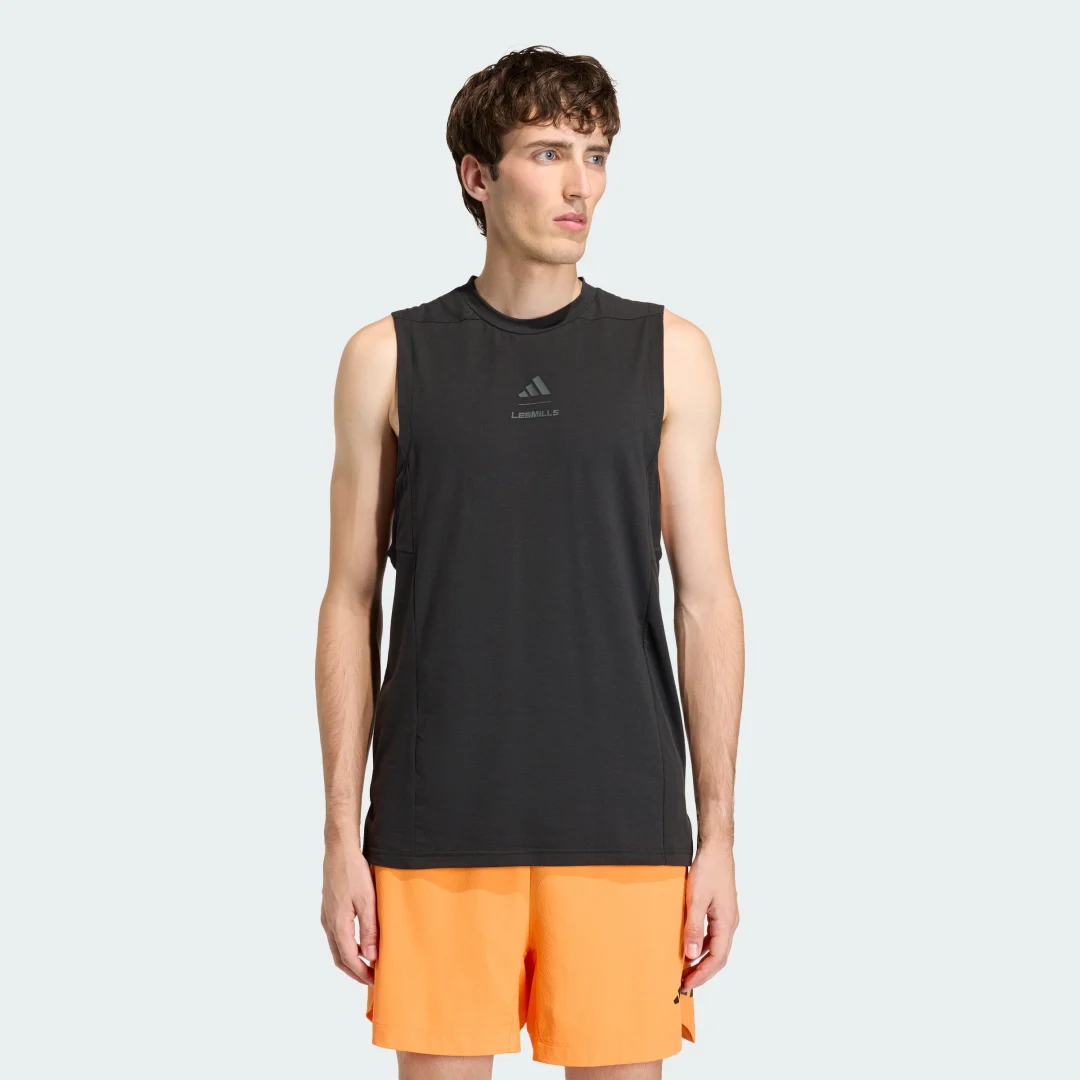 Detalle de Adidas Camiseta estampada sin mangas Les Mills – Negro
