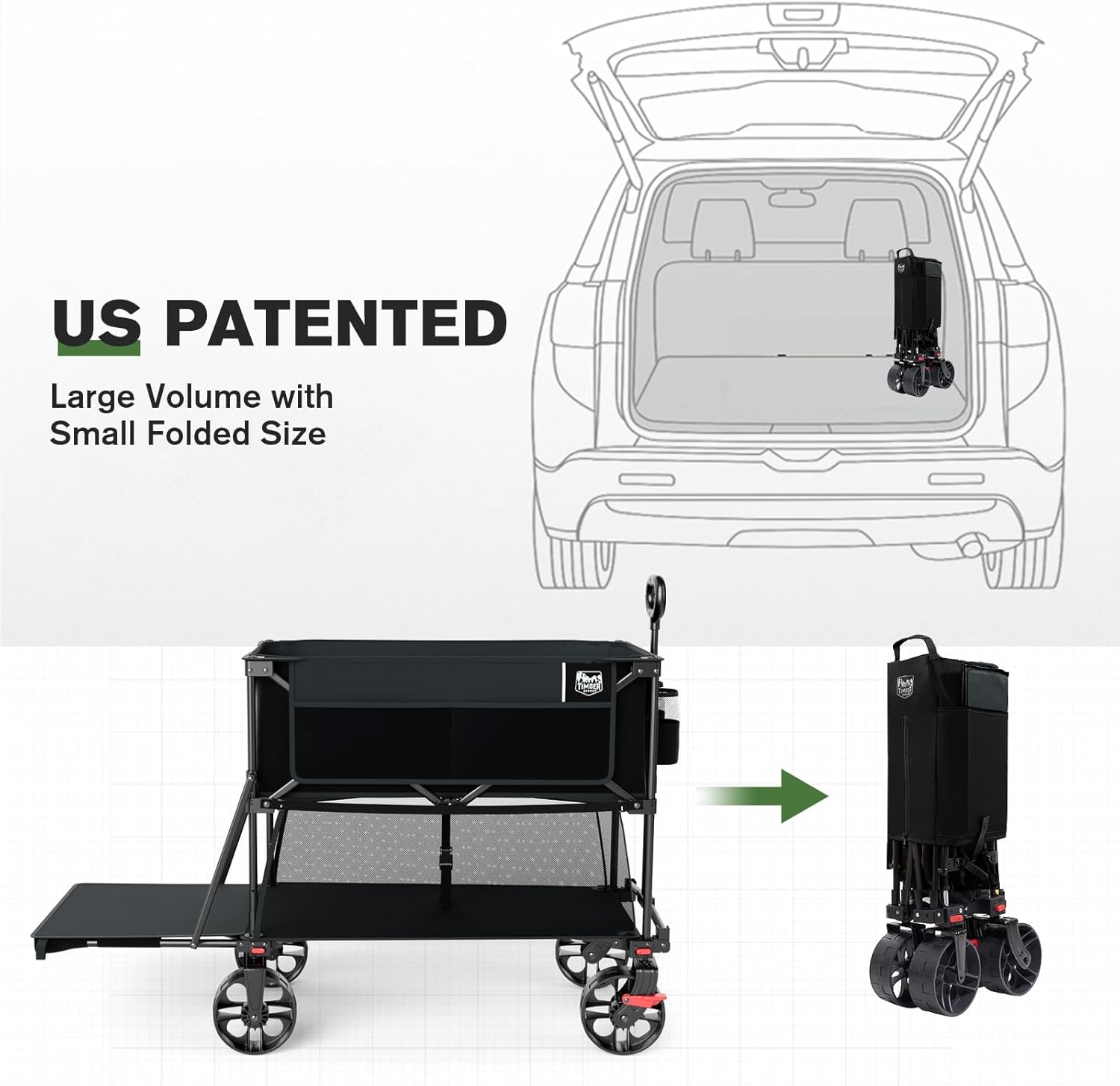 Thumbnail 5 de TIMBER RIDGE 400L Large Capacity Folding Double Decker Wagon Cart (54" extender, brakes)