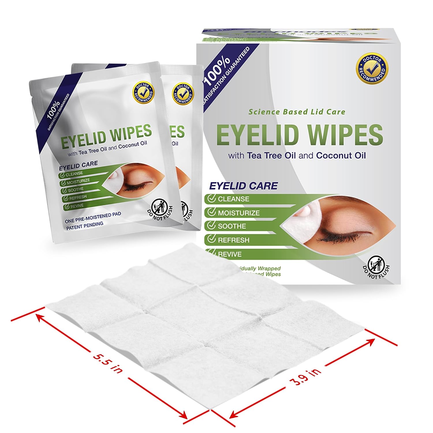 Detalle de Lunovus Premium Eyelid Wipes with Tea Tree and Coconut Oil – 30 Count