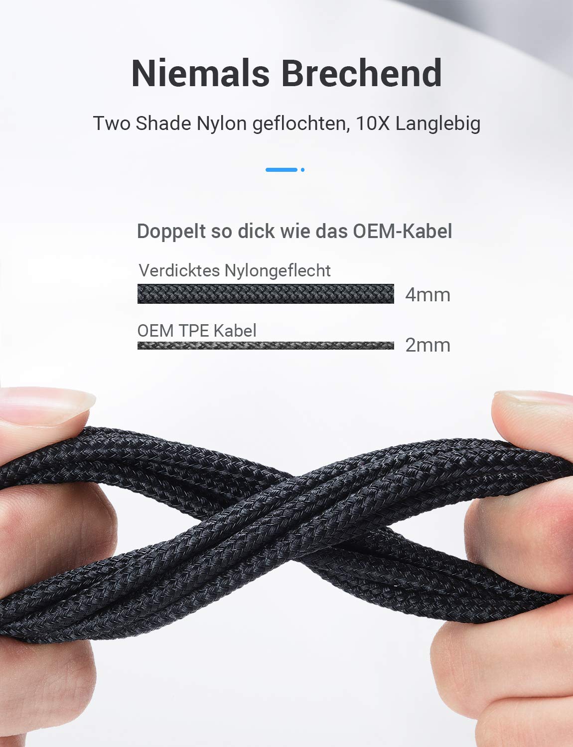 Detalle de AINOPE USB A to A Cable (2 Pack) | USB 3.0 5 Gbps, Nylon-Braided, Never Rupture, A to A Male to Male