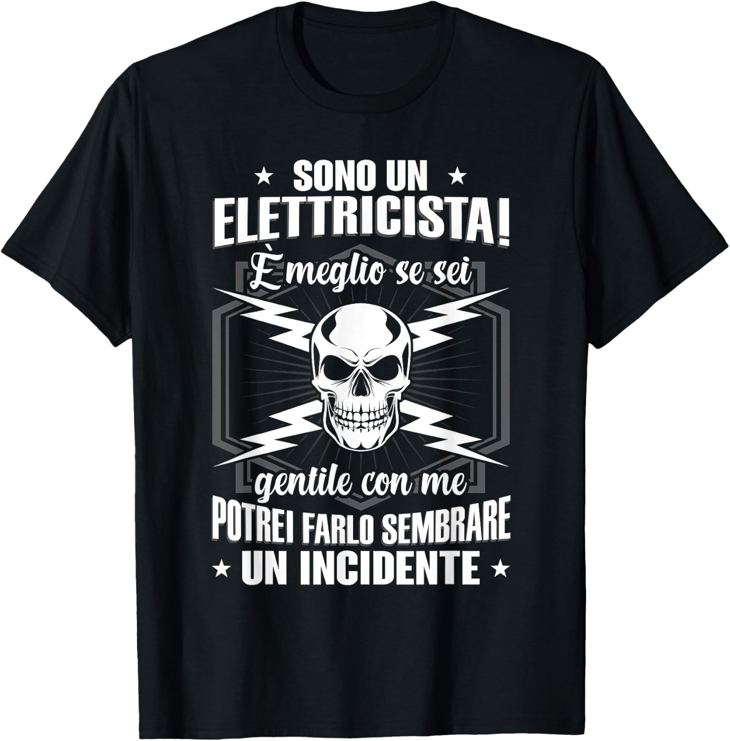 Detalle de Detto Sii Sempre Gentile maglietta elettricista