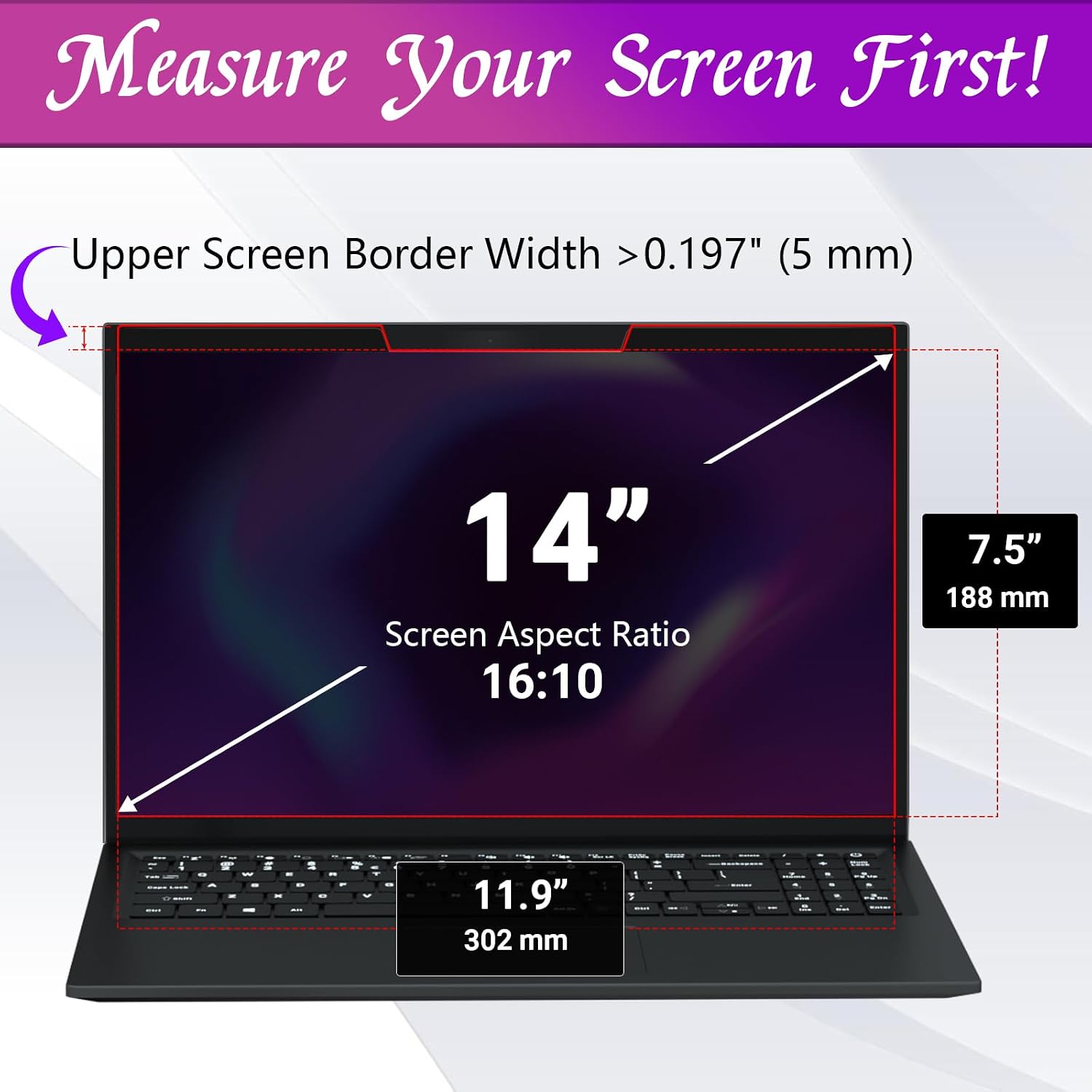 Detalle de PYS PYS-CXFK14-16:10 14-Inch 16:10 Magnetic Privacy Screen, Anti-Glare