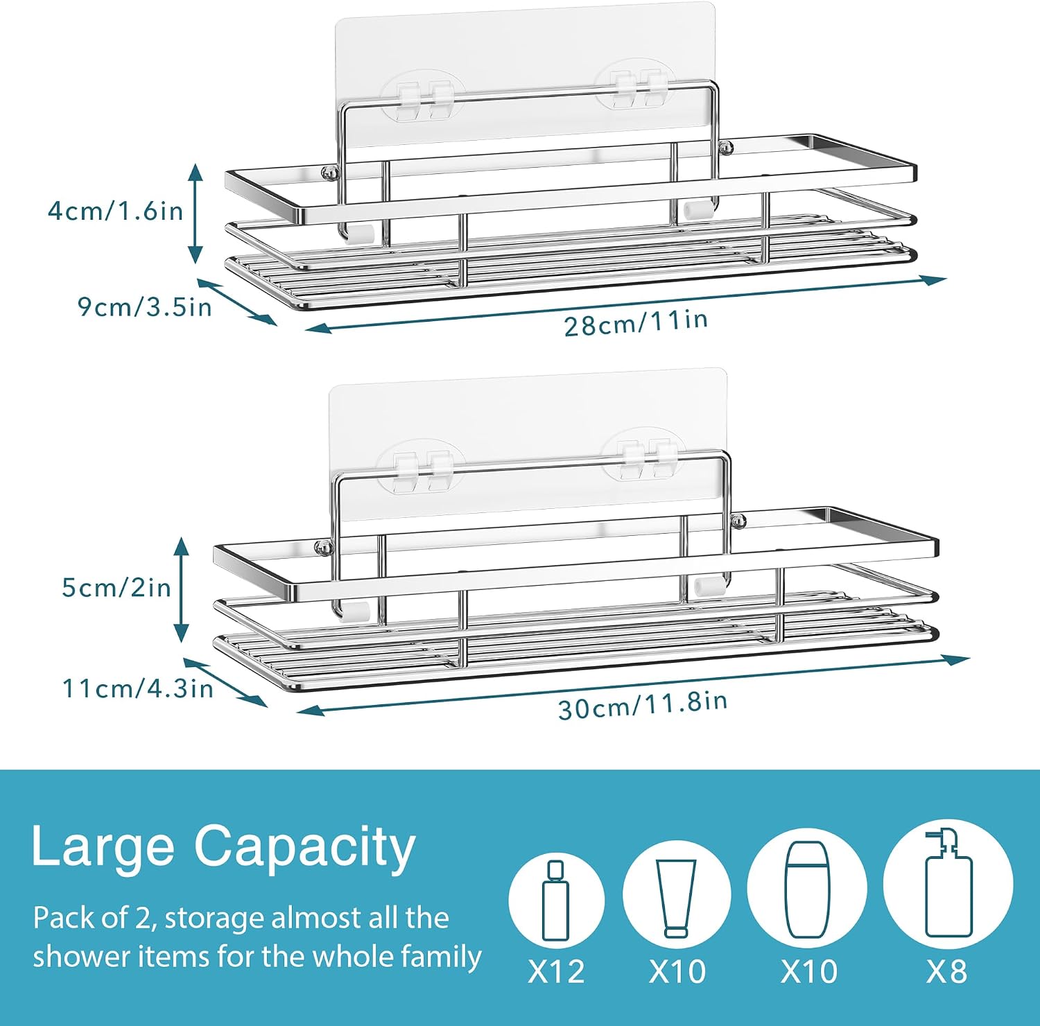Thumbnail 4 de Saffruff Shower Caddy 2-pack organiser 11.8×4.3″