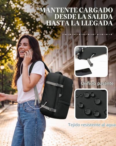 Detalle de VMIKIV Mochila 40x30x20 para Ryanair 24L: comodidad y cabina organizada para viajes