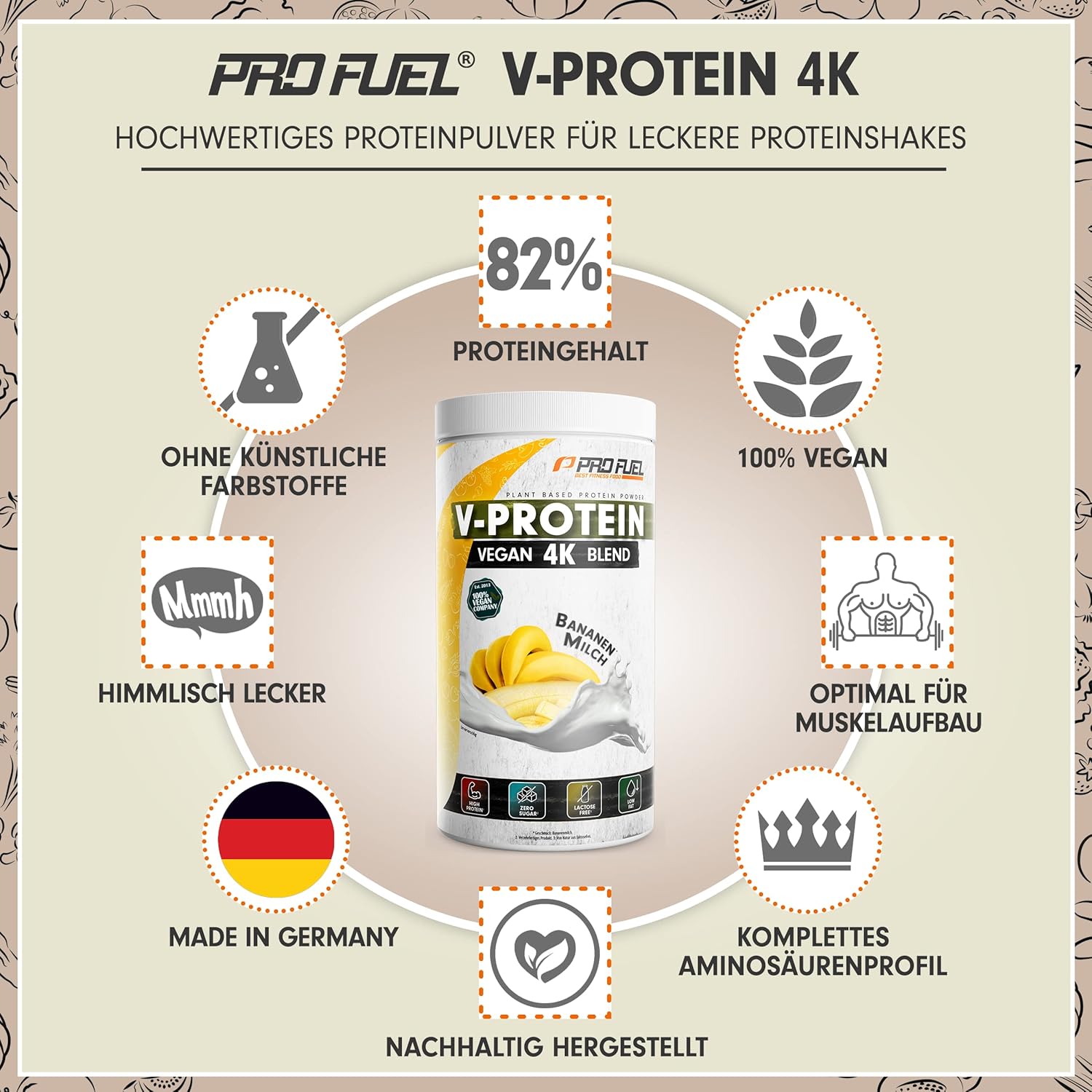 Thumbnail 1 de V-PROTEIN 4K Blend Vegan Proteinpulver 750g