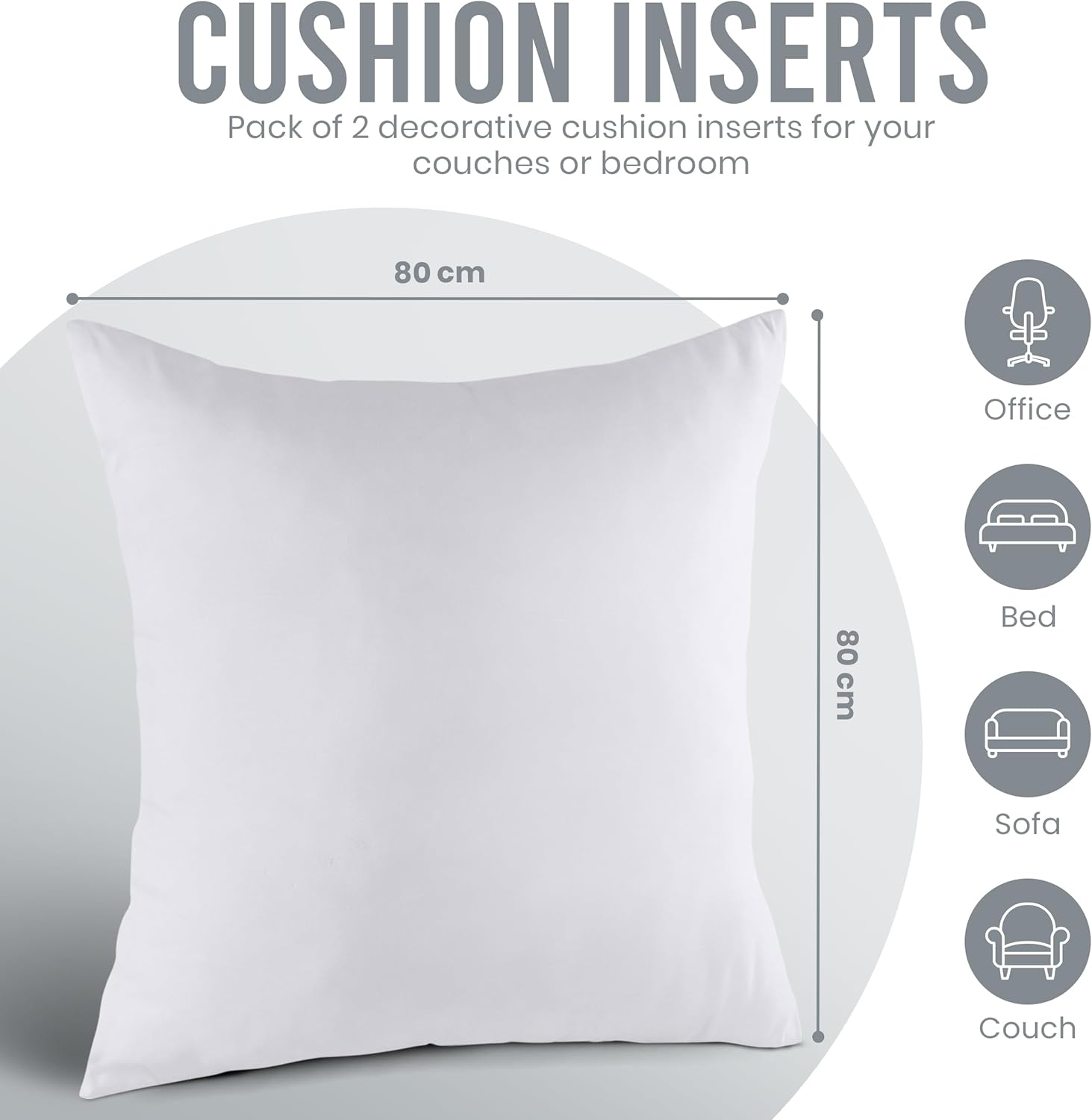 Thumbnail 1 de Utopia Bedding Set di 2 Cuscini Decorativi Quadrati 80x80 cm, Imbottitura Morbida, Bianco