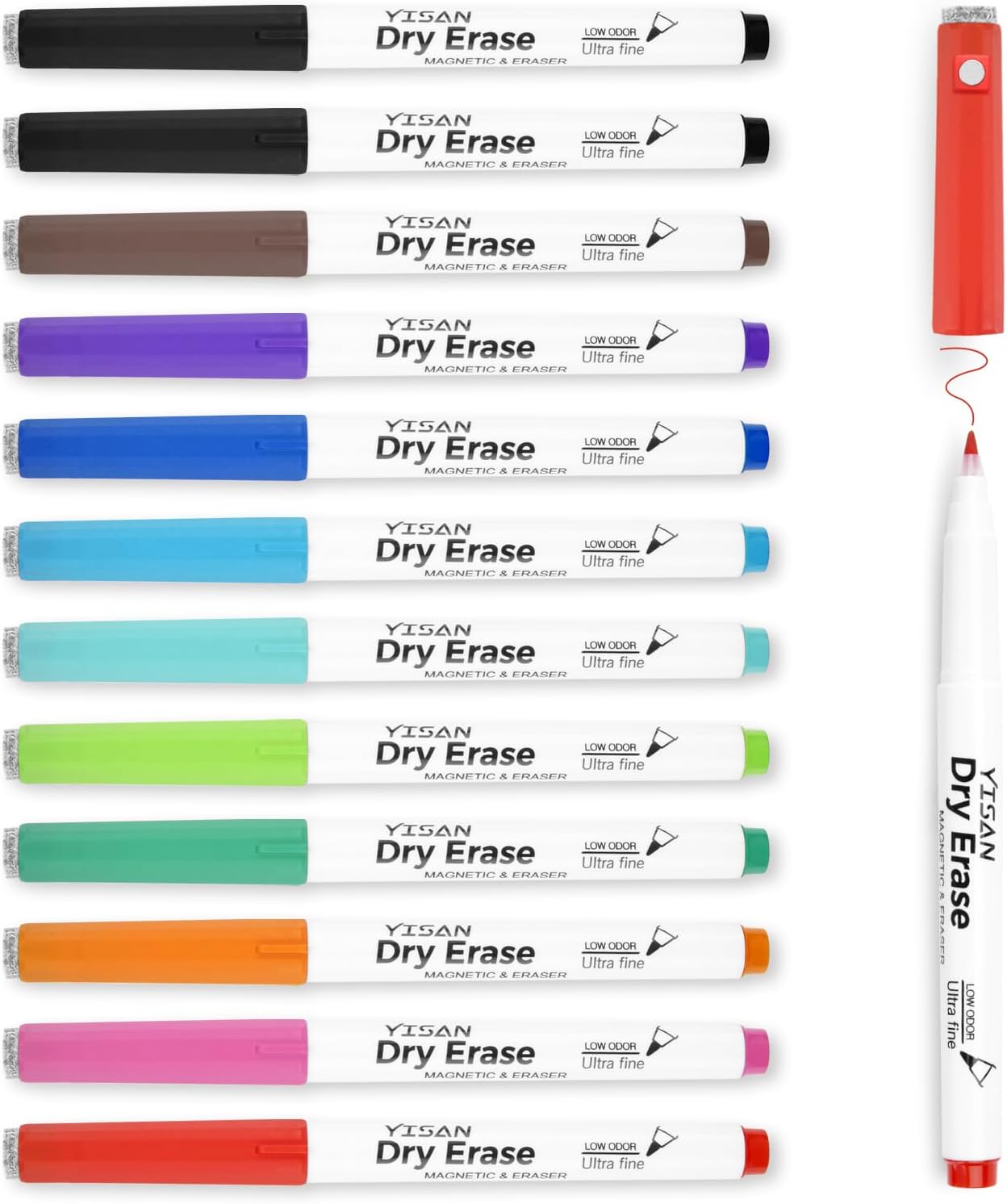 Detalle de YISAN whiteboard pens 12 pack 0.7mm