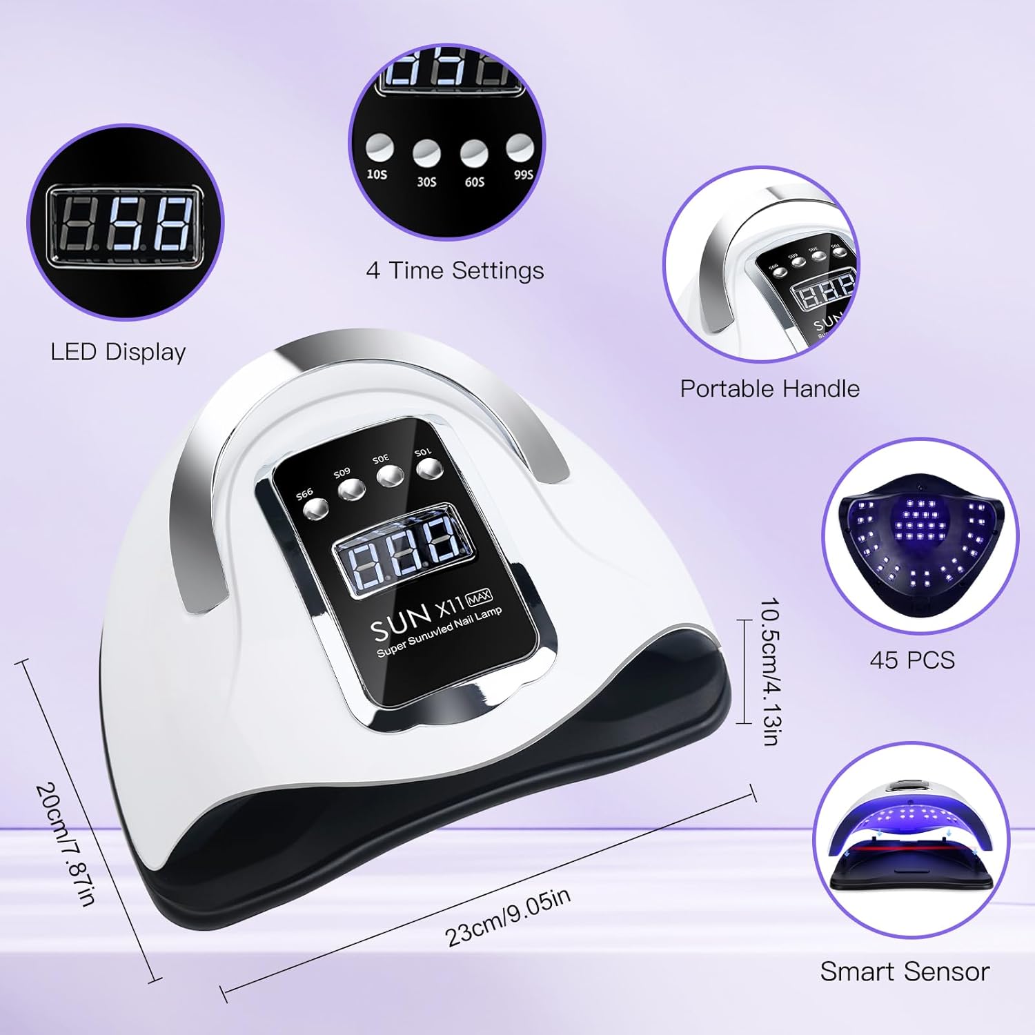 Thumbnail 2 de 320W UV-LED Nagellampe mit 66 LEDs, 4 Timer & Low-Heat-Modus (Nagelstudio & Zuhause)