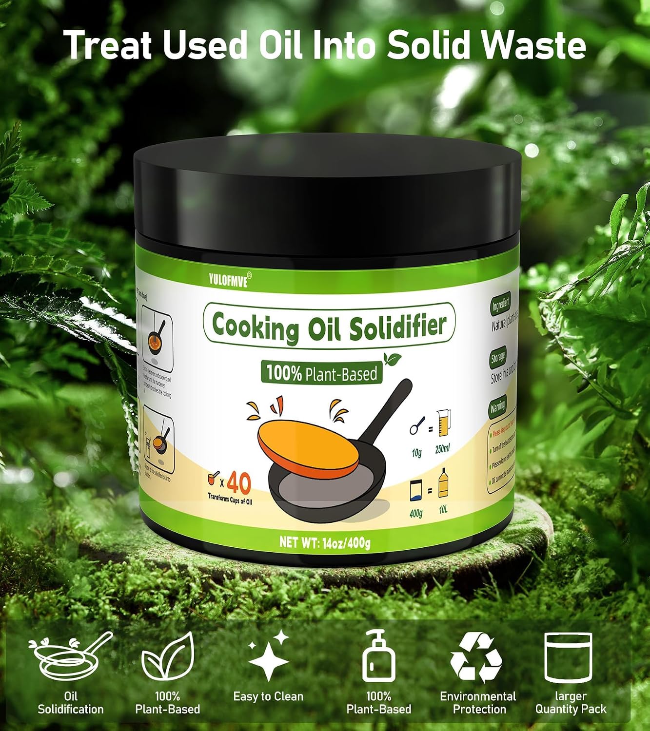 Detalle de YULOFMVE Cooking Oil Solidifier Powder, 14 oz