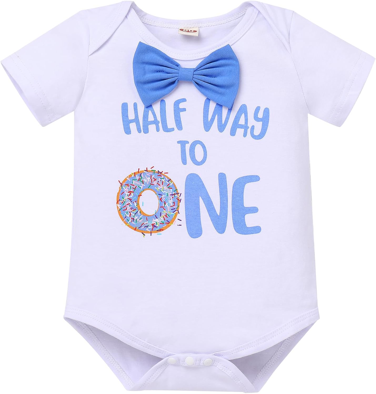 Thumbnail 2 de IDOPIP Costume bébé garçon 6-9 mois anniversaire : combinaison, short à bretelles et couronne pour les photos