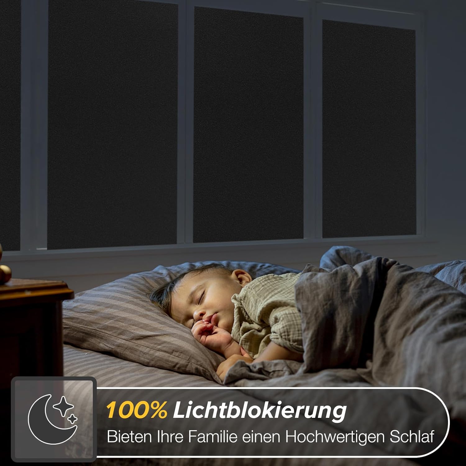 Thumbnail 1 de rabbitgoo Schwarze Fensterfolie Verdunklungsfolie mit Gitterdesign, 44,5 x 200 cm