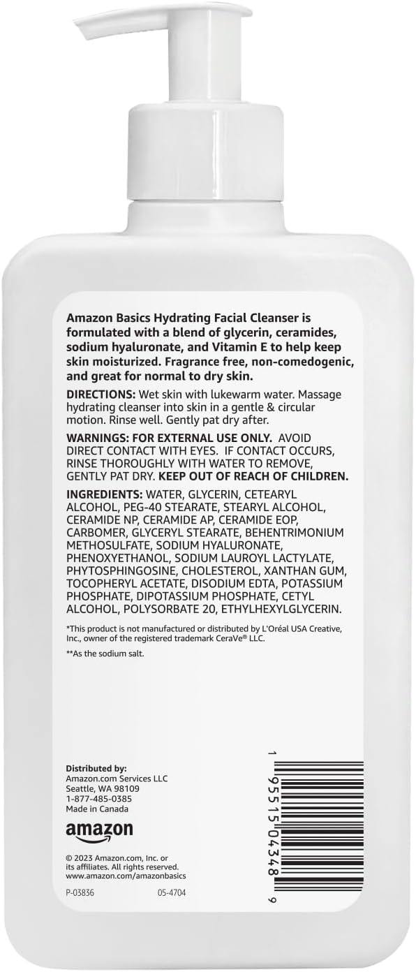 Thumbnail 1 de Amazon Basics Hydrating Facial Cleanser (Fragrance Free, Ceramides), 12 fl oz