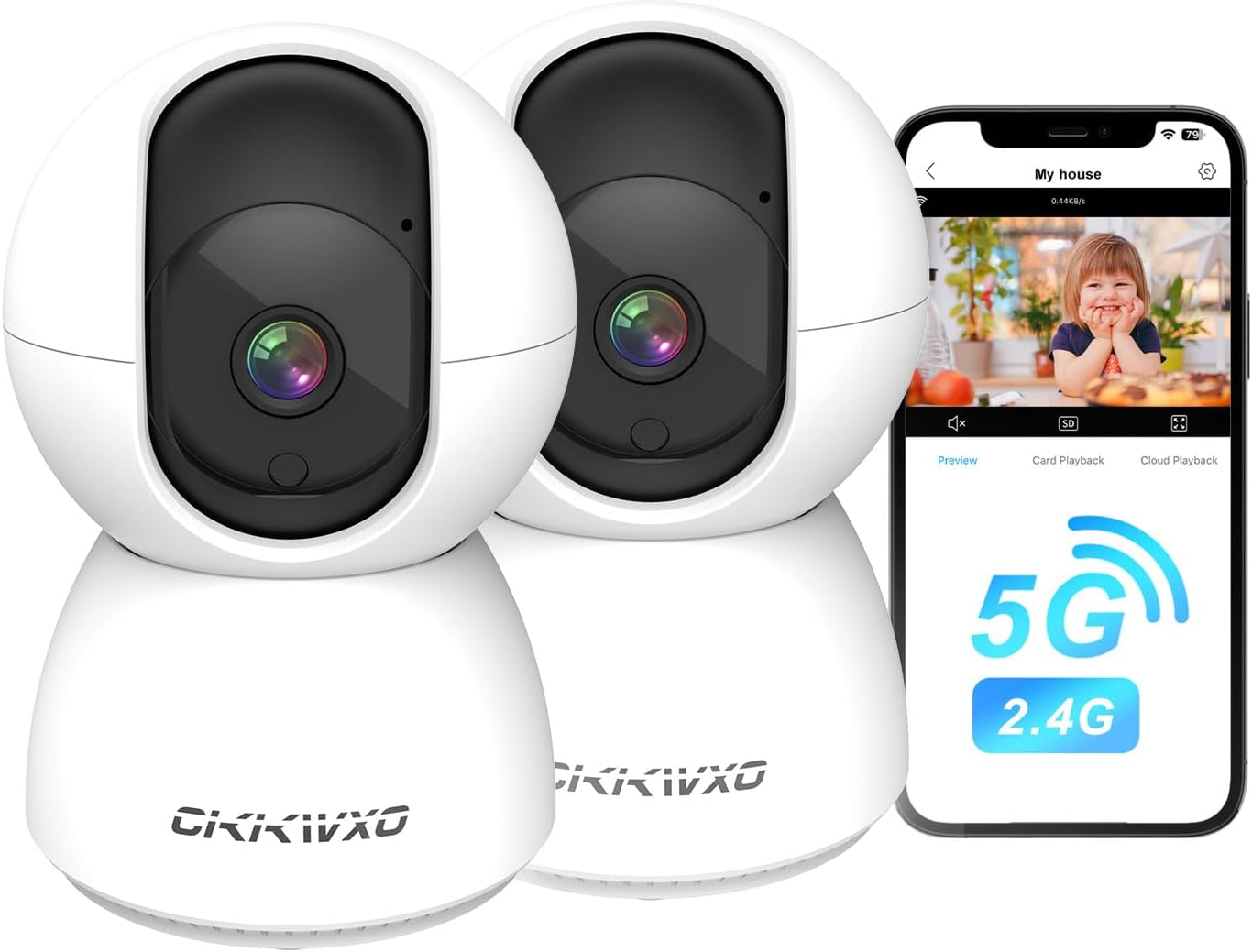 Detalle de CiKiKWXO 2K Telecamera WiFi Interno (2 pezzi) – Sorveglianza 2K, Pan/Tilt e Trasmissione Bidirezionale