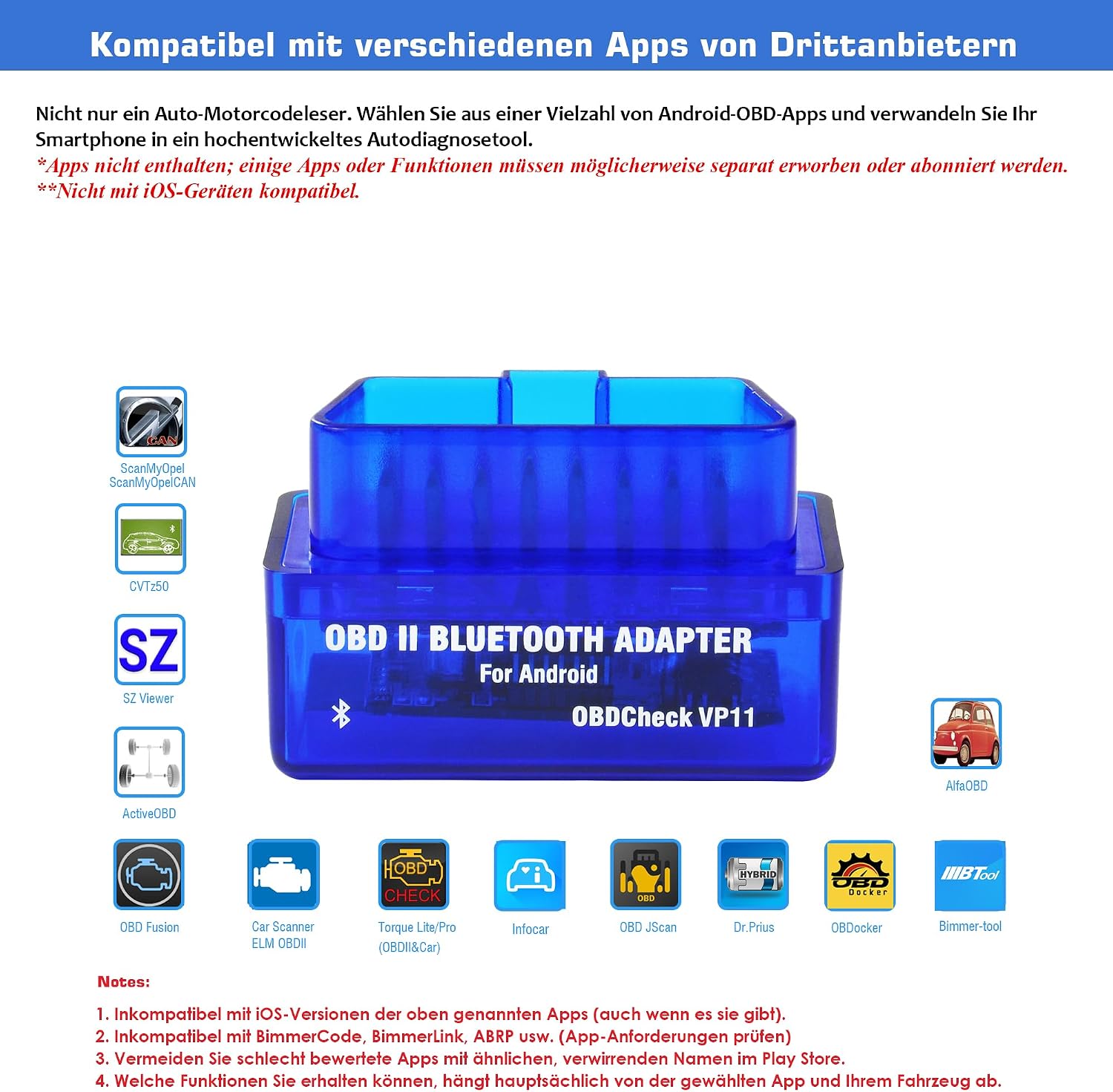 Detalle 2 de Veepeak Mini Bluetooth OBD-II Adapter für Android