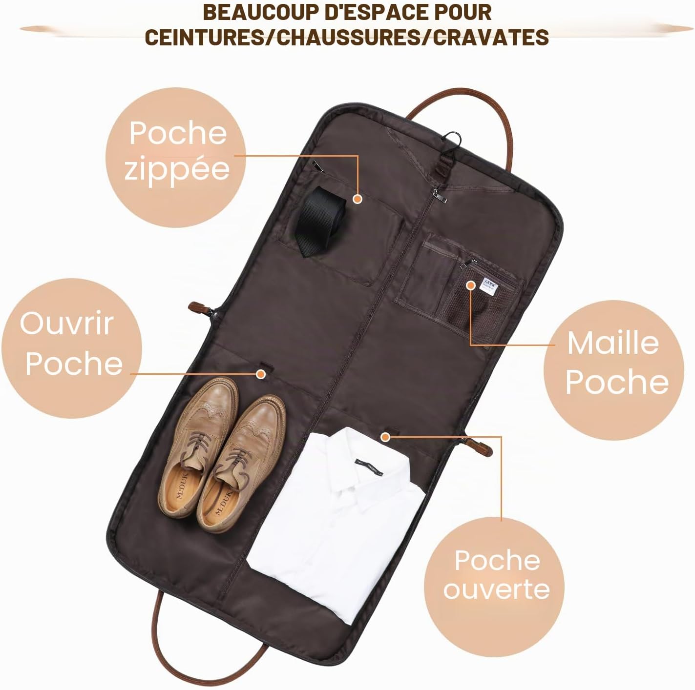 Detalle 2 de S-Zone sac à main de voyage d’affaires en toile et cuir pour homme et femme