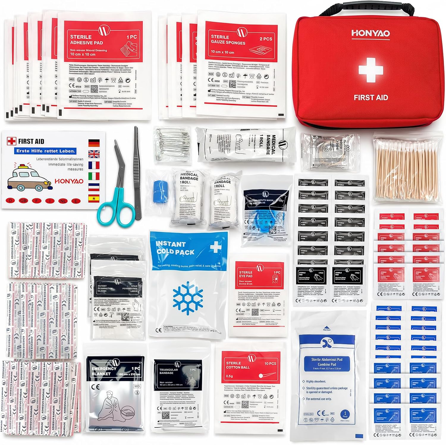 Detalle 2 de HONYAO First Aid Kit 220 Pcs with Premium Waterproof Nylon Shell