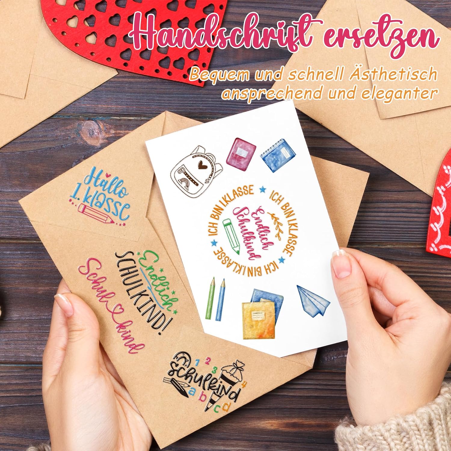 Thumbnail 6 de Rub On Sticker Einschulung – Transferfolie für DIY Party Deko & Glas, 4 Bögen, 15,5 × 21,2 cm