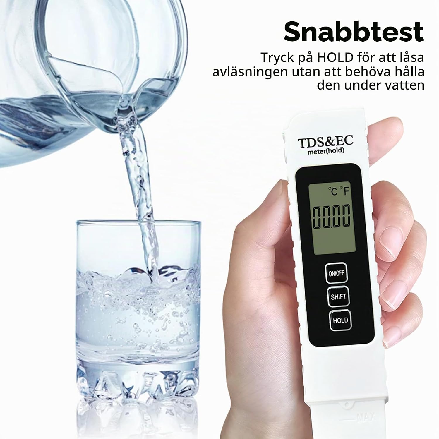 Detalle 2 de Aideepen 3-i-1 vattenkvalitetsmätare för TDS, EC och temperatur med LCD-belysning
