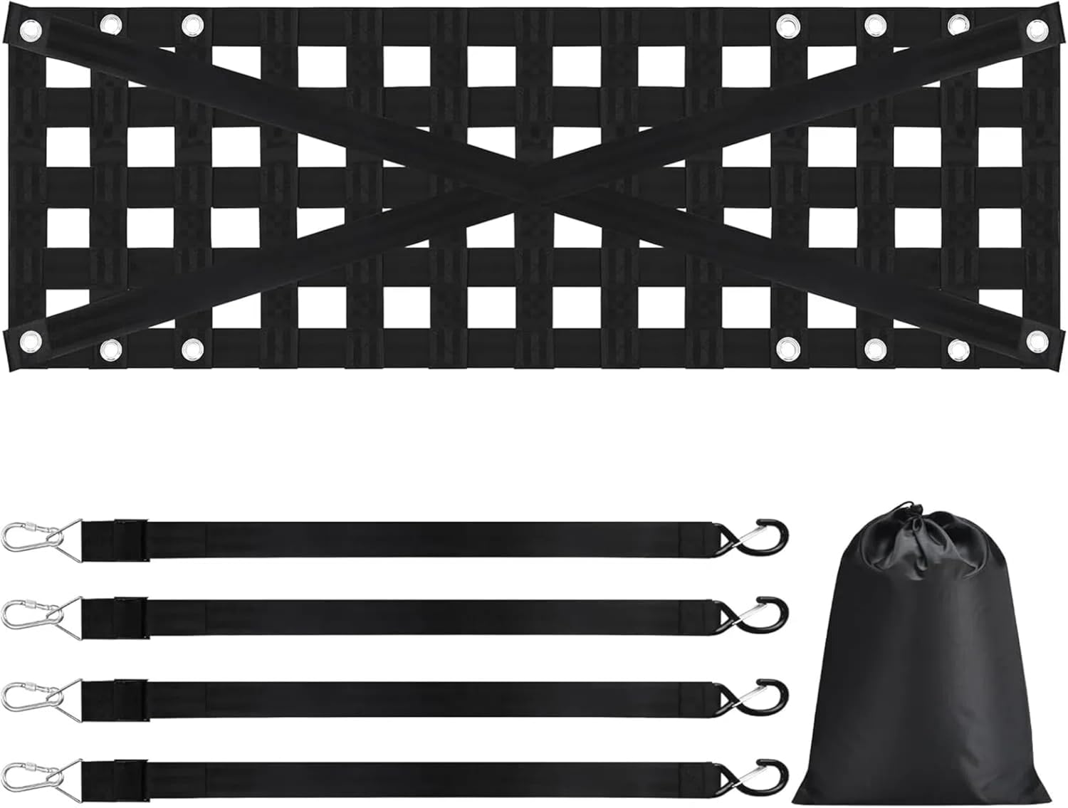 Heavy Duty Heckklappe Netz für LKW-Bett – Cargo Net mit 4 verstellbaren Riemen und Karabinerhaken