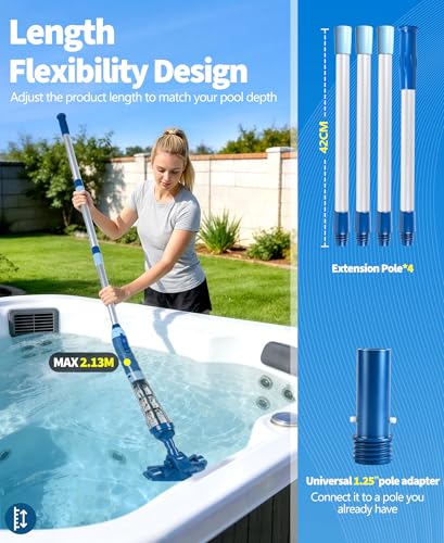Detalle de PoolLeader Aspirador Piscina a Batería: limpieza potente, sin cables y lista para horas de diversión