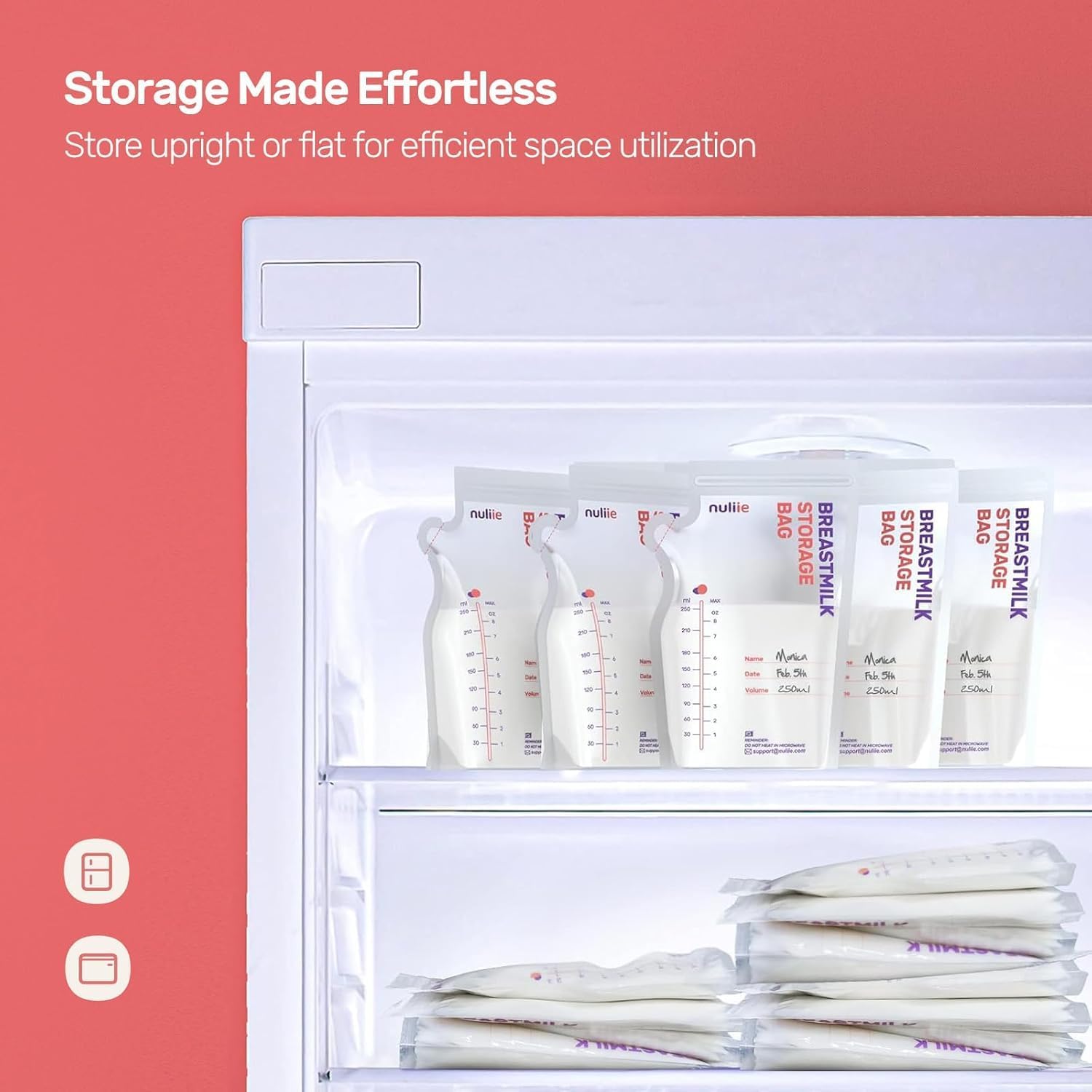 Thumbnail 5 de Nuliie 120 Pcs Breast Milk Storage Bags with Pour Spout and Pre-Sterilised Design