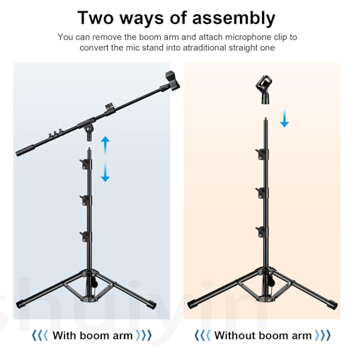 Thumbnail 6 de ZOMON Microphone Stand with Tripod Boom Arm: Height-Adjustable, Heavy-Duty Floor Stand for Singing, Podcasting and Studio Use