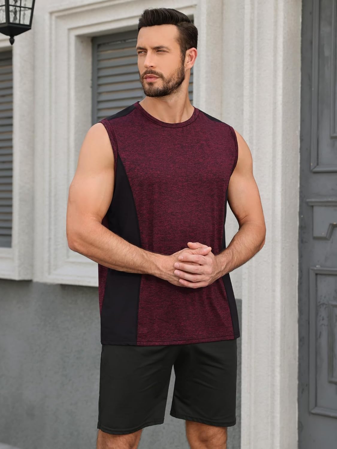 Detalle de Komfokore Herren Tank Tops 1/4er Pack – Atmungsaktive, schnelltrocknende Muskelshirts