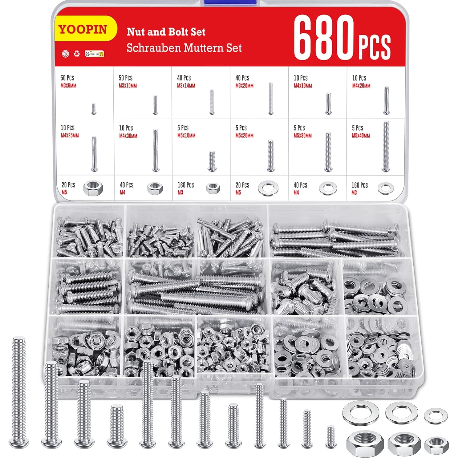YOOPIN 680PCS Nuts and Bolts Set