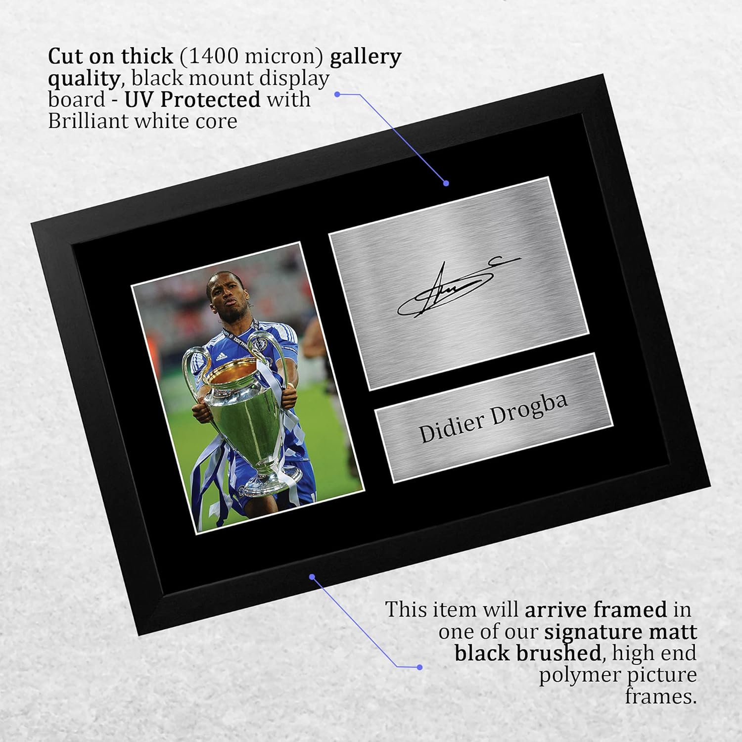 Thumbnail 2 de HWC Trading Didier Drogba gifts printed signed autograph picture (A4 framed) for football fans