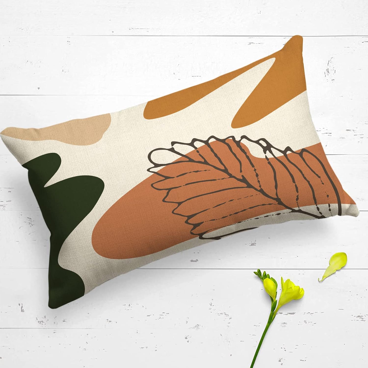 Thumbnail 1 de Lot de 4 housses de coussin ZWJD 30x50 à motif géométrique, en lin coton