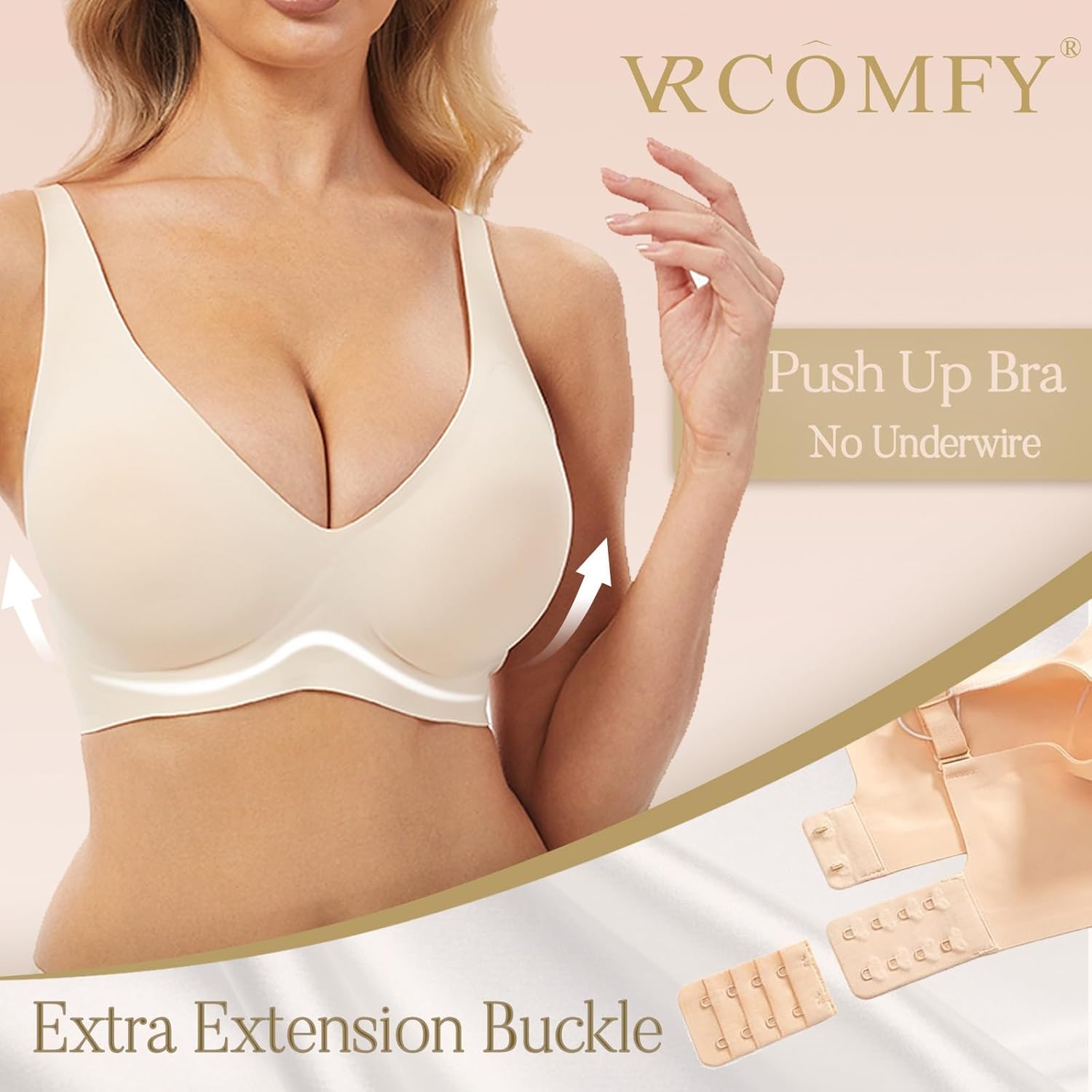 Thumbnail 1 de VRCOMFY Jelly Wireless Bra – Deep V Push Up Seamless T-Shirt Bra with Adjustable Straps