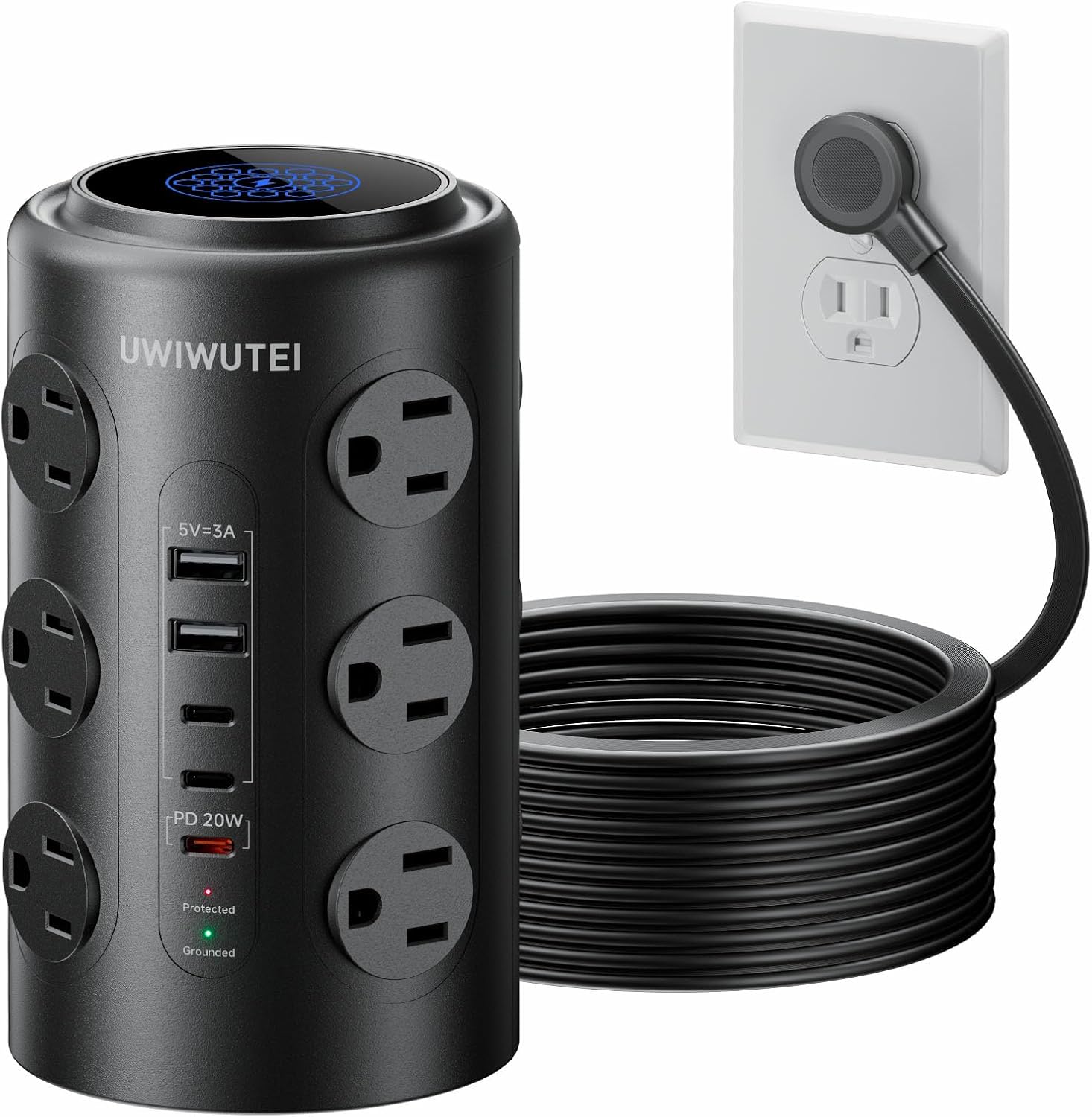 Detalle de Tower Power Strip with 20W USB-C PD