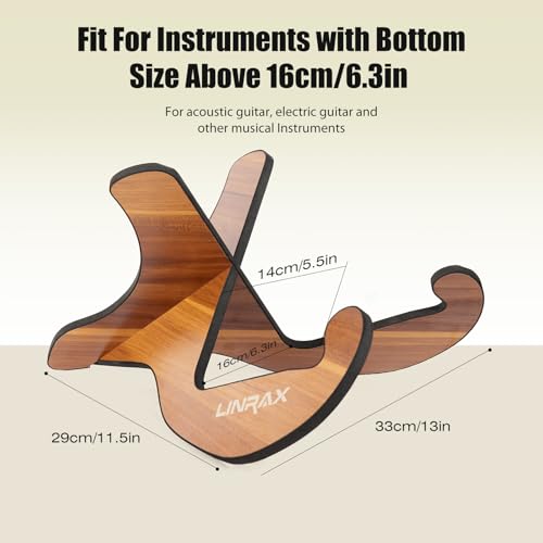 Detalle 2 de LINRAX GS1: Soporte de guitarra de suelo en madera con marco X, suave y estable