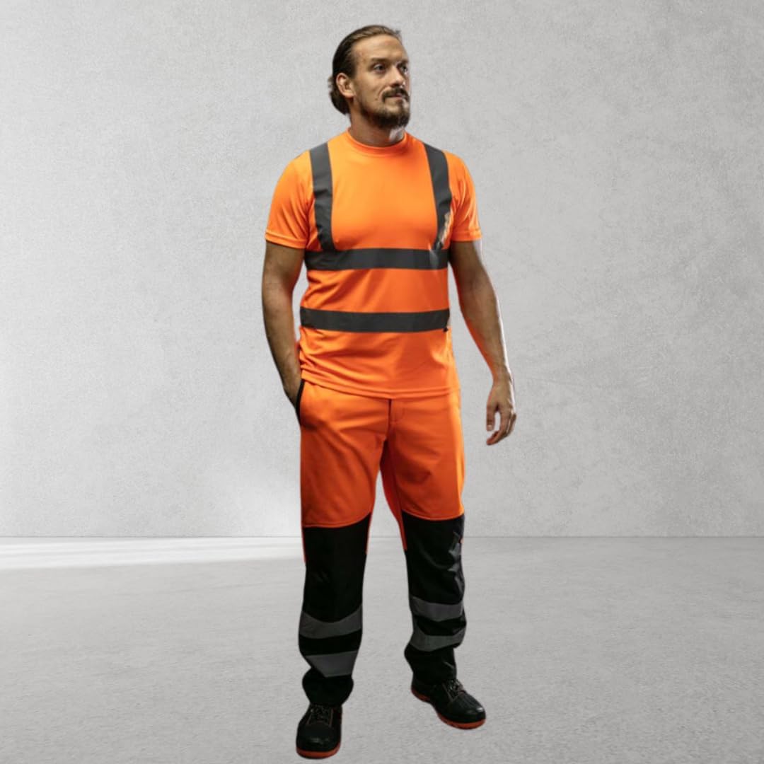 Detalle 2 de Högert Technik HT5K339-M T-Shirt da Lavoro Arancione, Uomo M