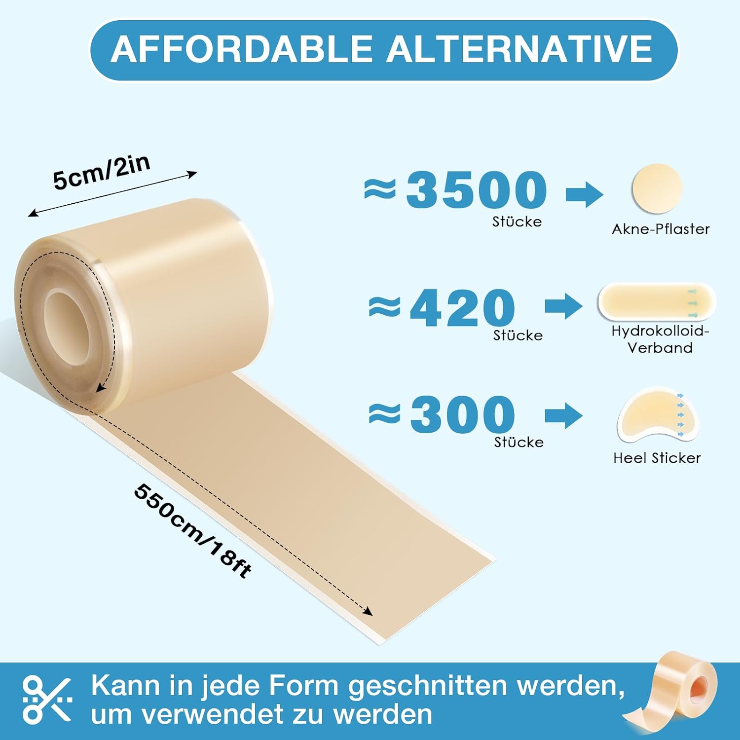 Detalle 2 de Hydrocolloid Blasenpflaster Rolle 5 cm