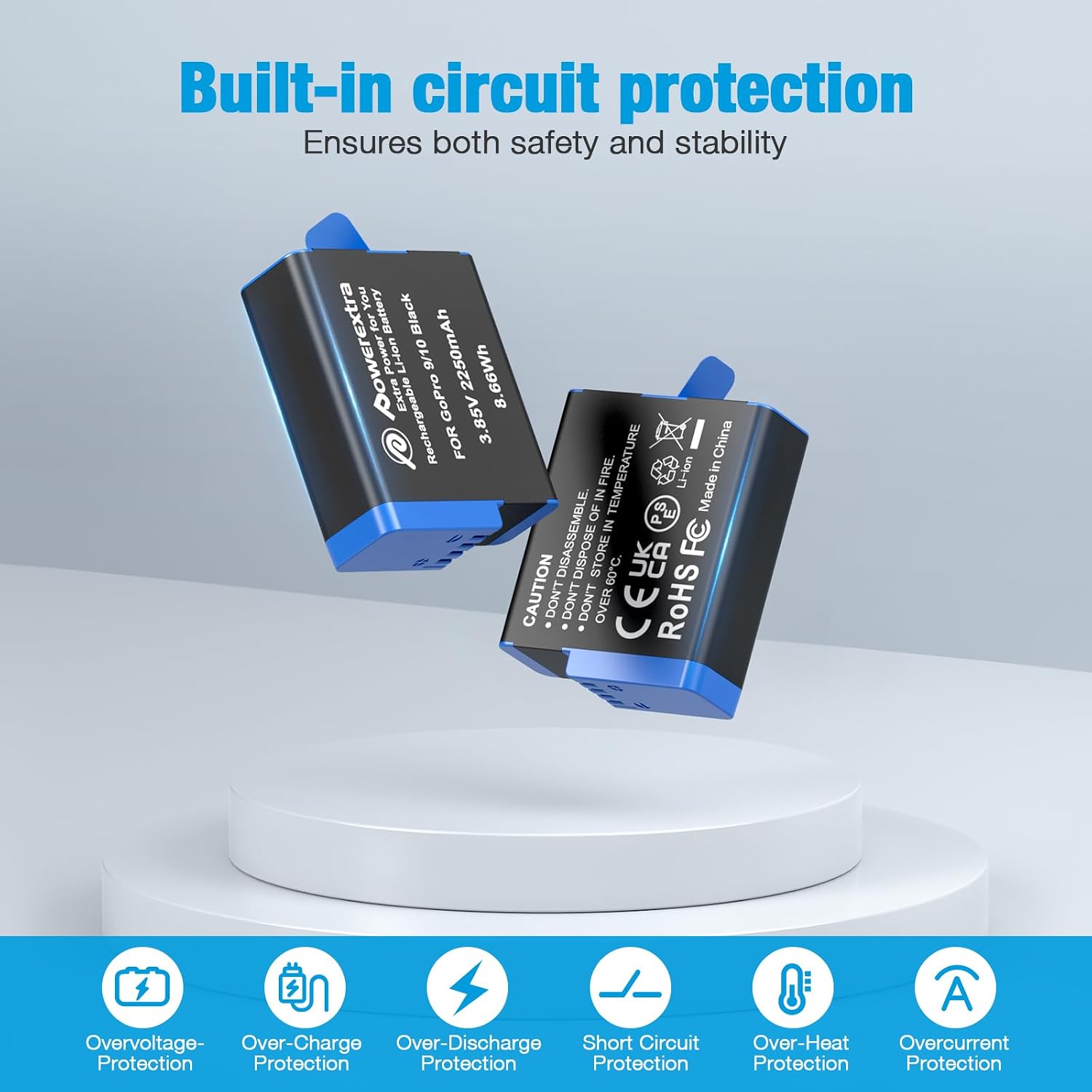 Detalle 2 de Powerextra GoPro Hero batteries 2250mAh pack